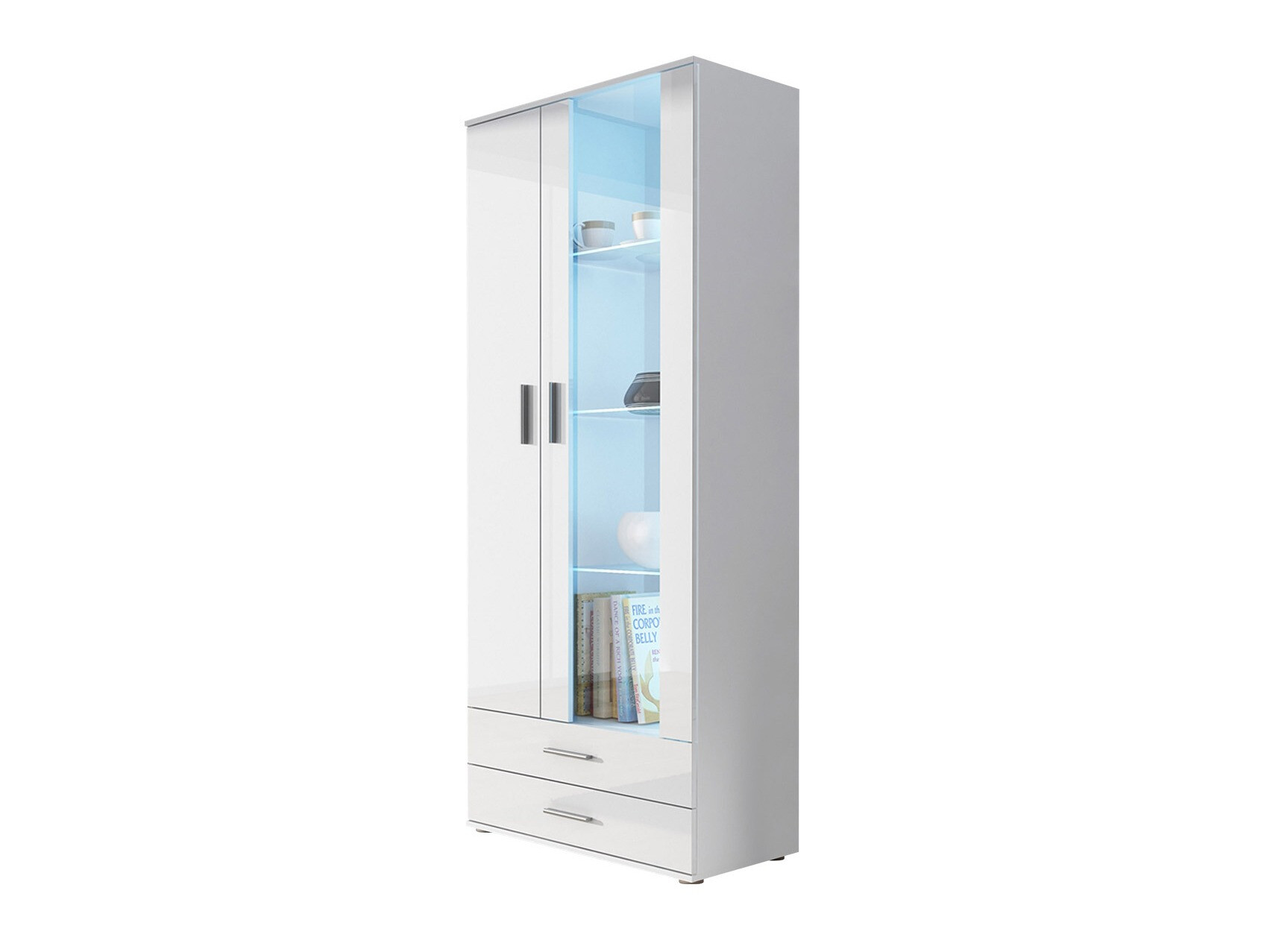 Bookcase Tornola 105 (White + Glossy white)