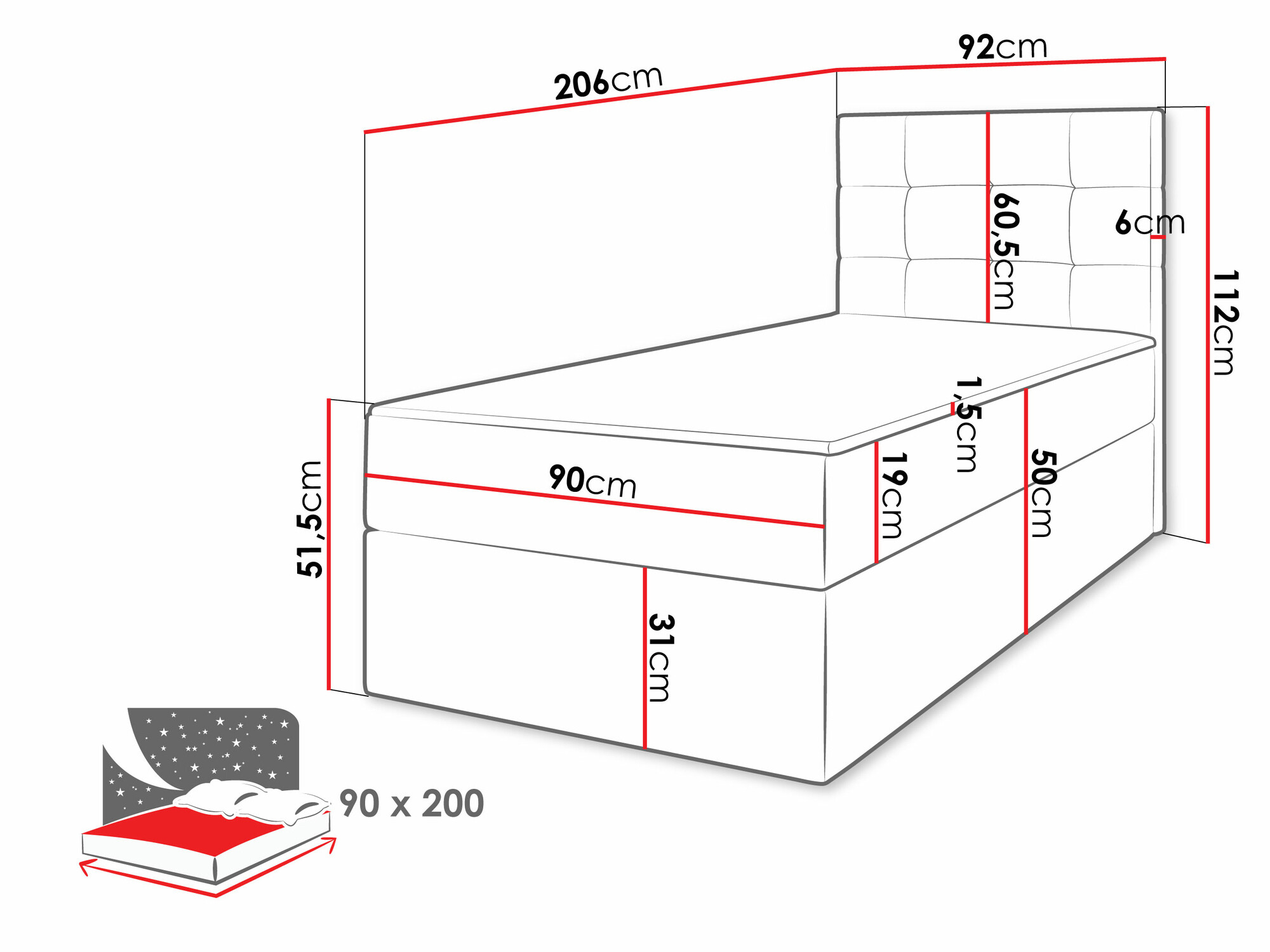 Continental bed Comfivo Osculum II (Polo 872)