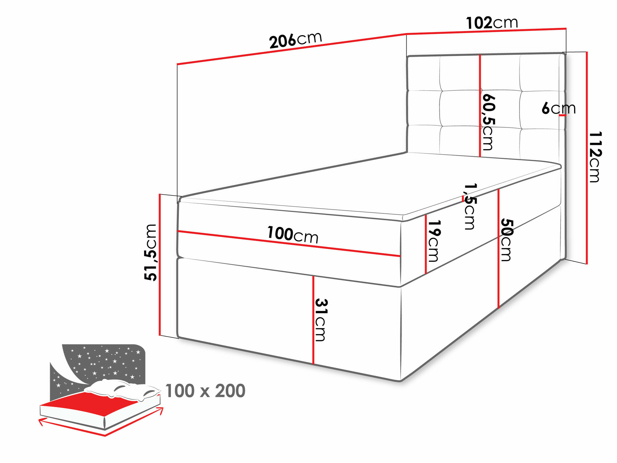 Continental bed Comfivo Osculum II (Soft 017)