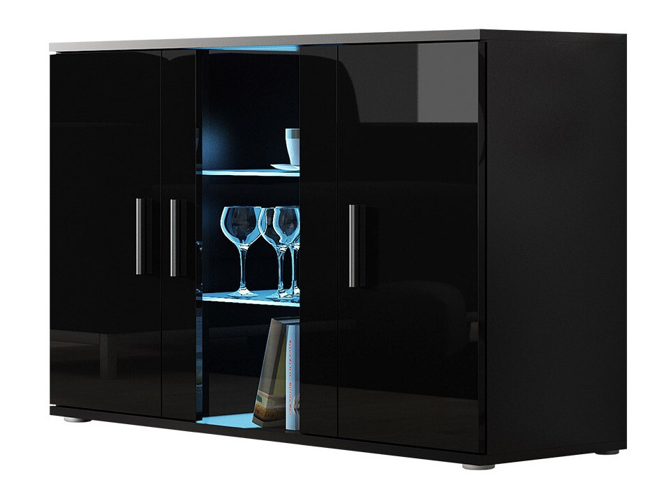 Sideboard Tornola 106 (Black + Glossy black)