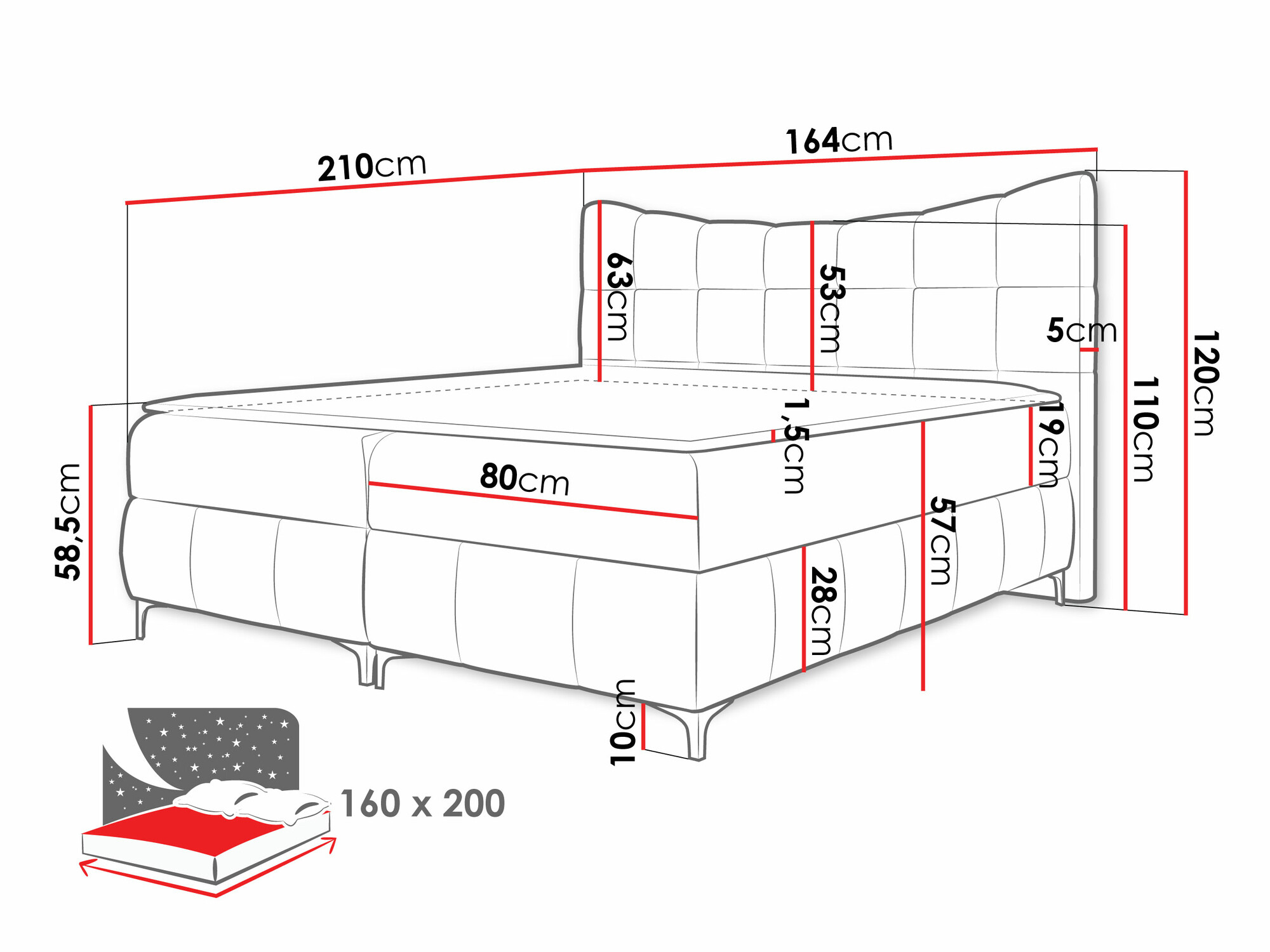 Continental bed Littera (Freya 210.28)