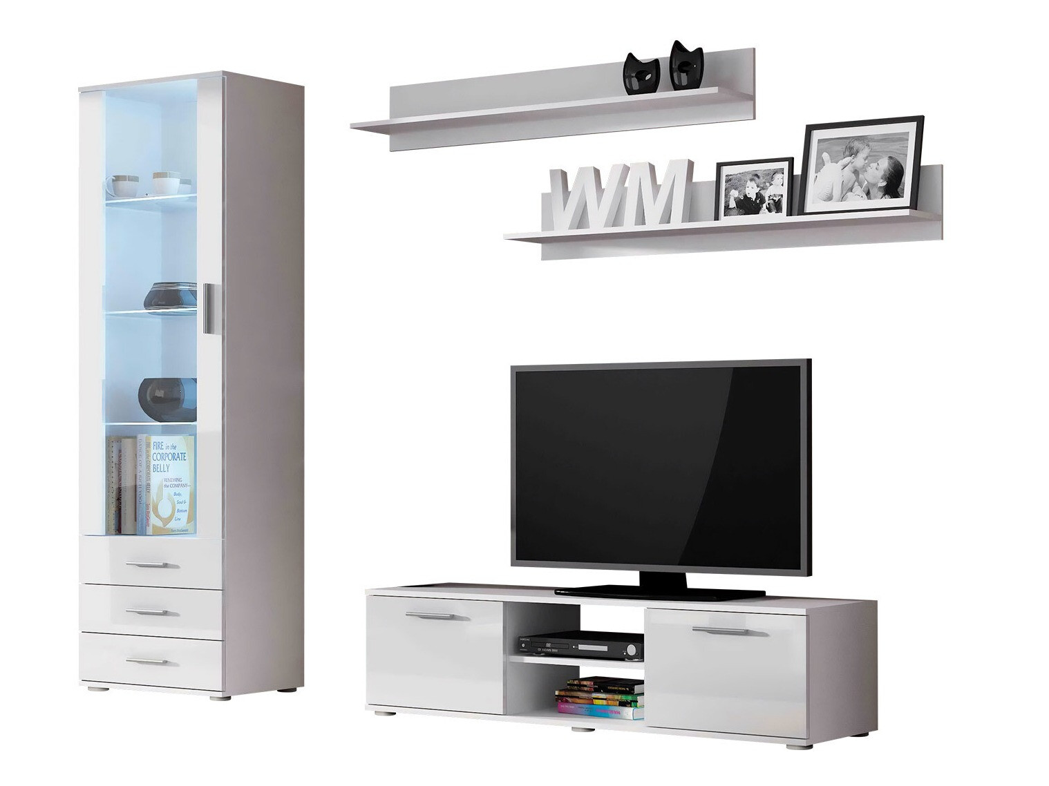 Living room set Tornola 110 (White + Glossy white)