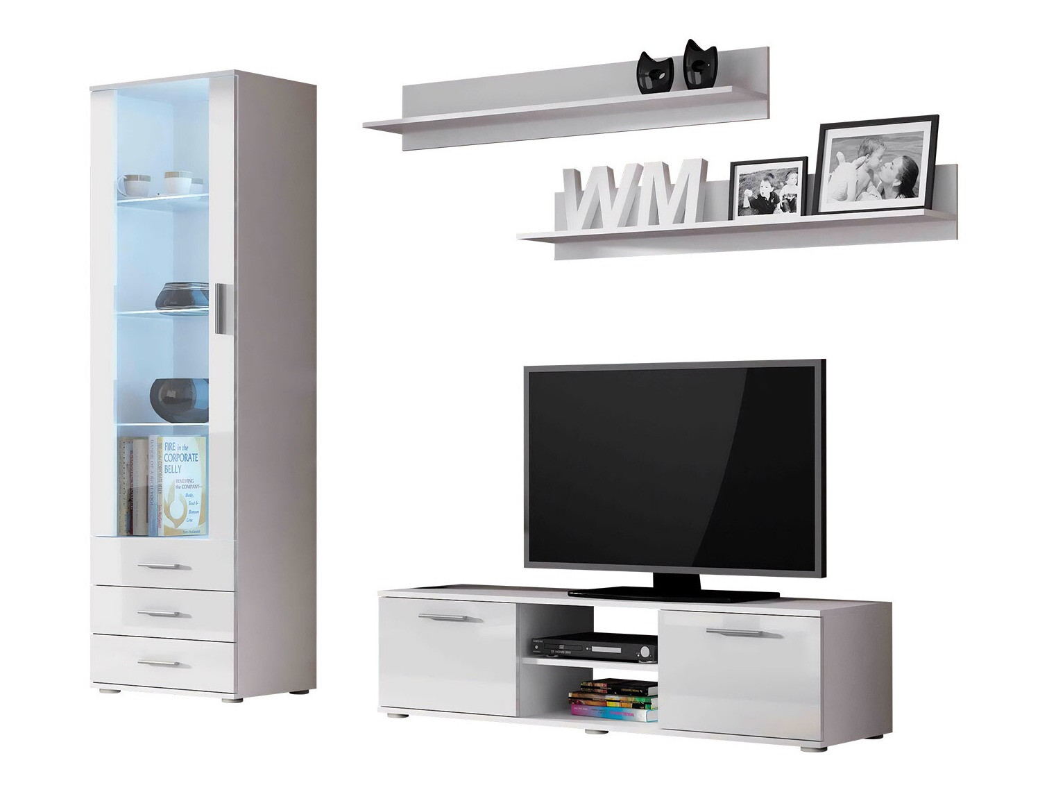 Living room set Tornola 110 (White + Glossy white)