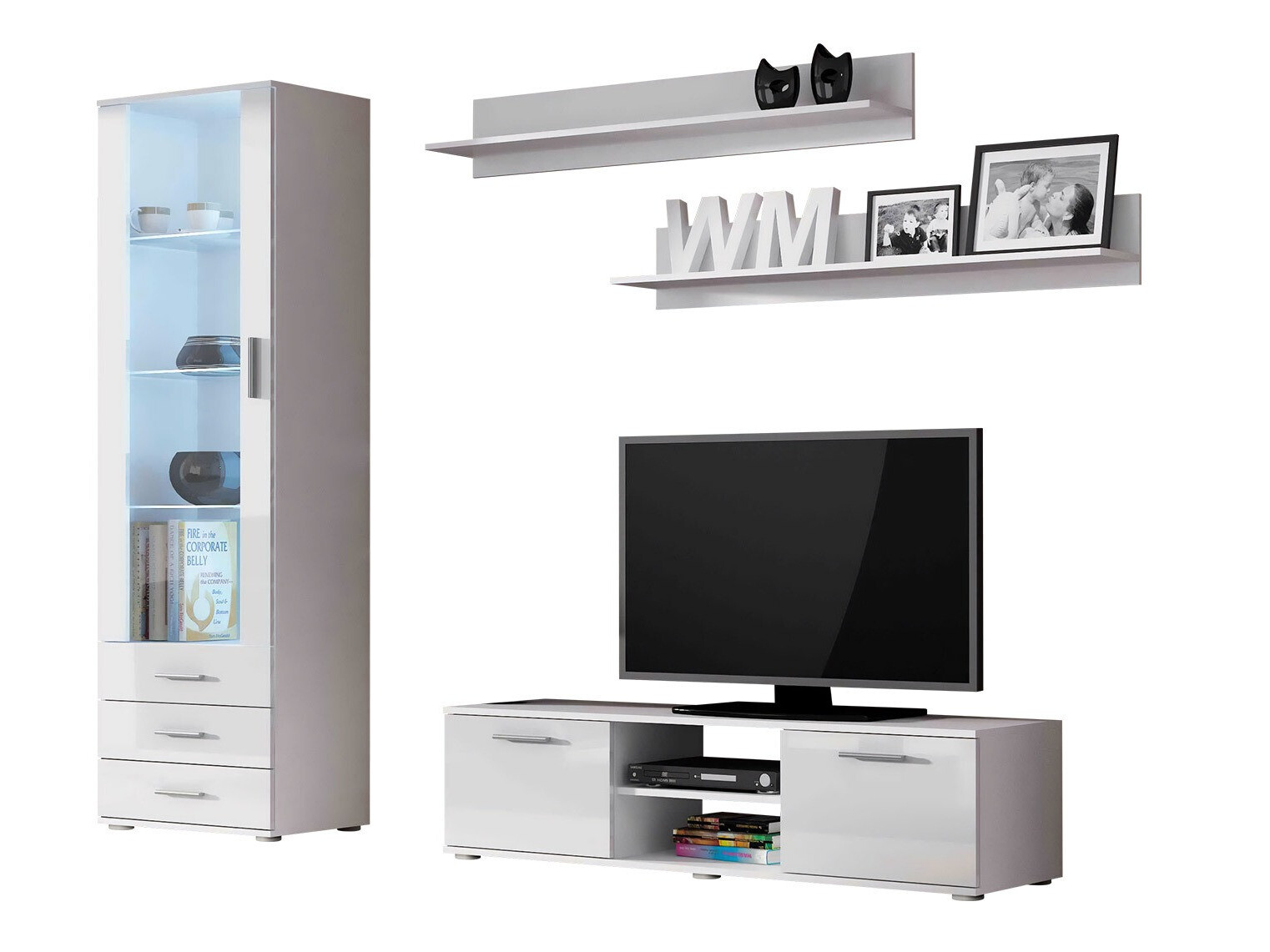 Living room set Tornola 110 (White + Glossy white)