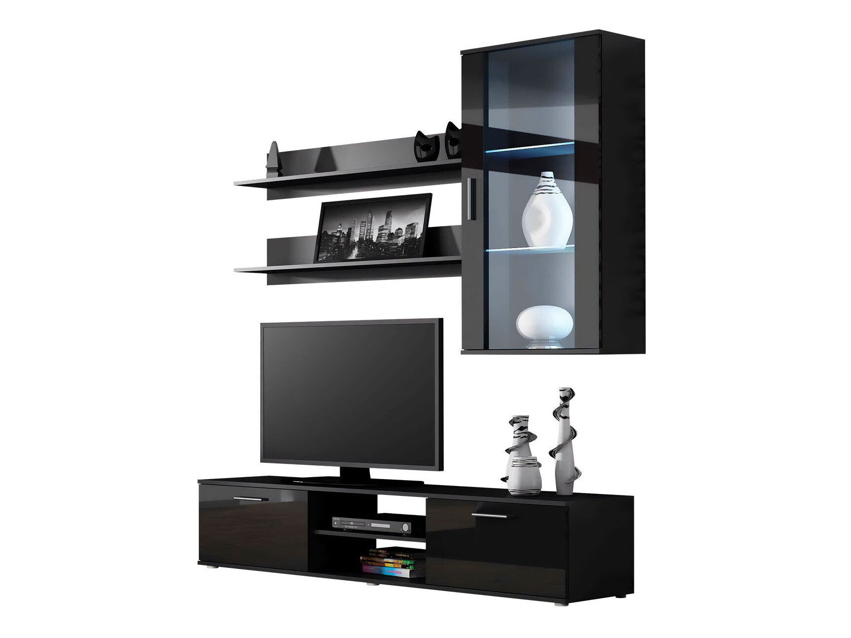 Living room set Tornola 113 (Black + Glossy black)