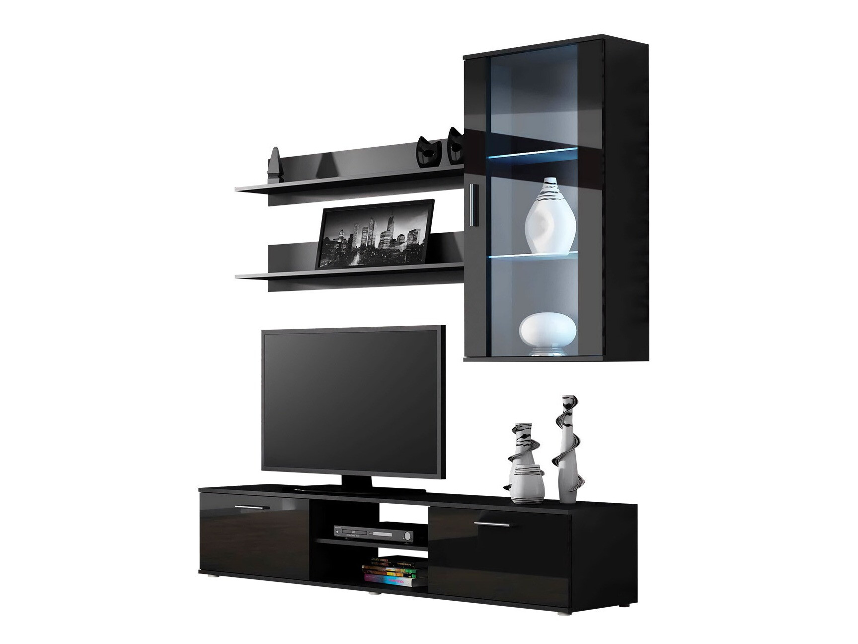 Living room set Tornola 113 (Black + Glossy black)