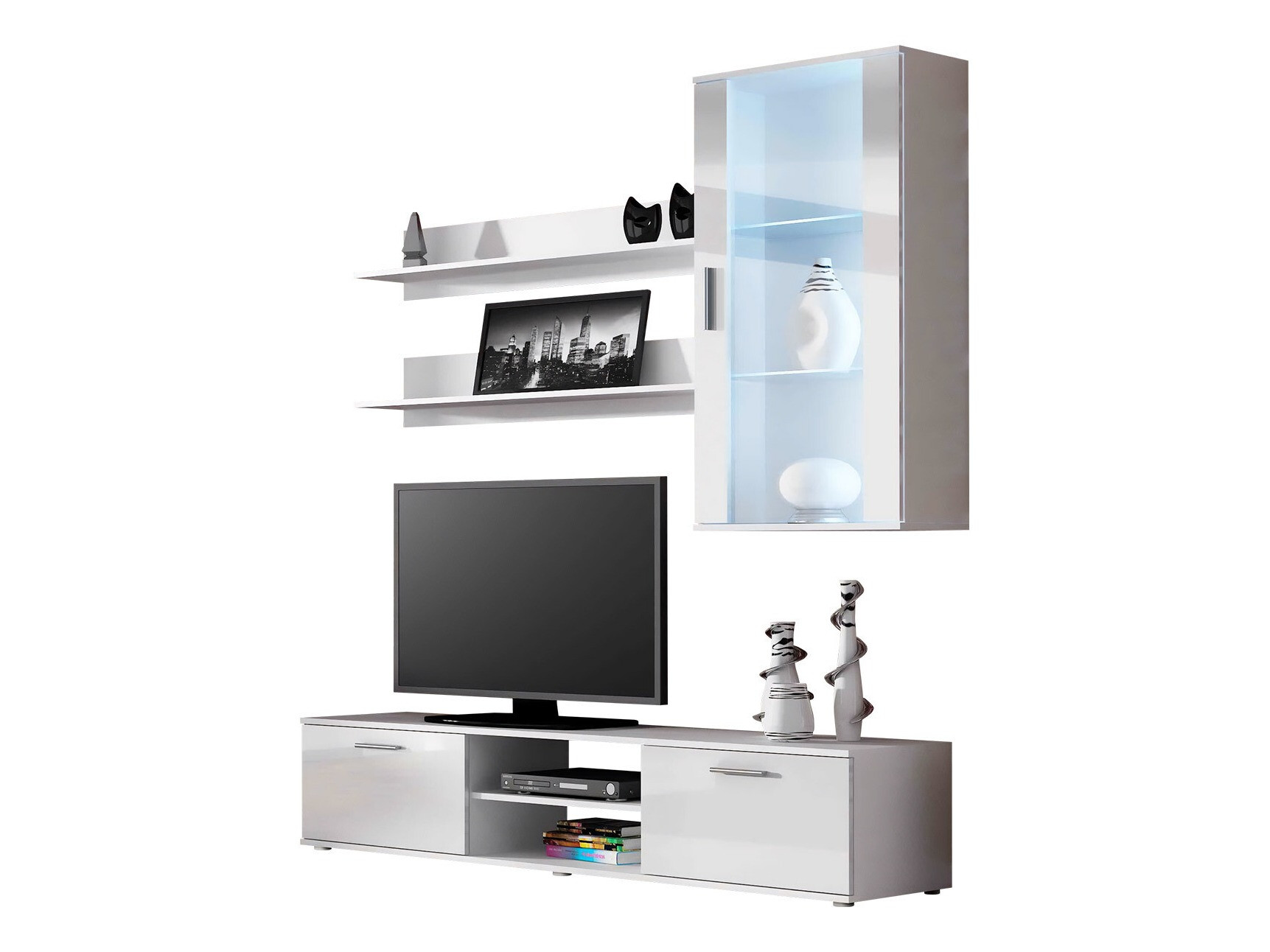 Living room set Tornola 113 (White + Glossy white)