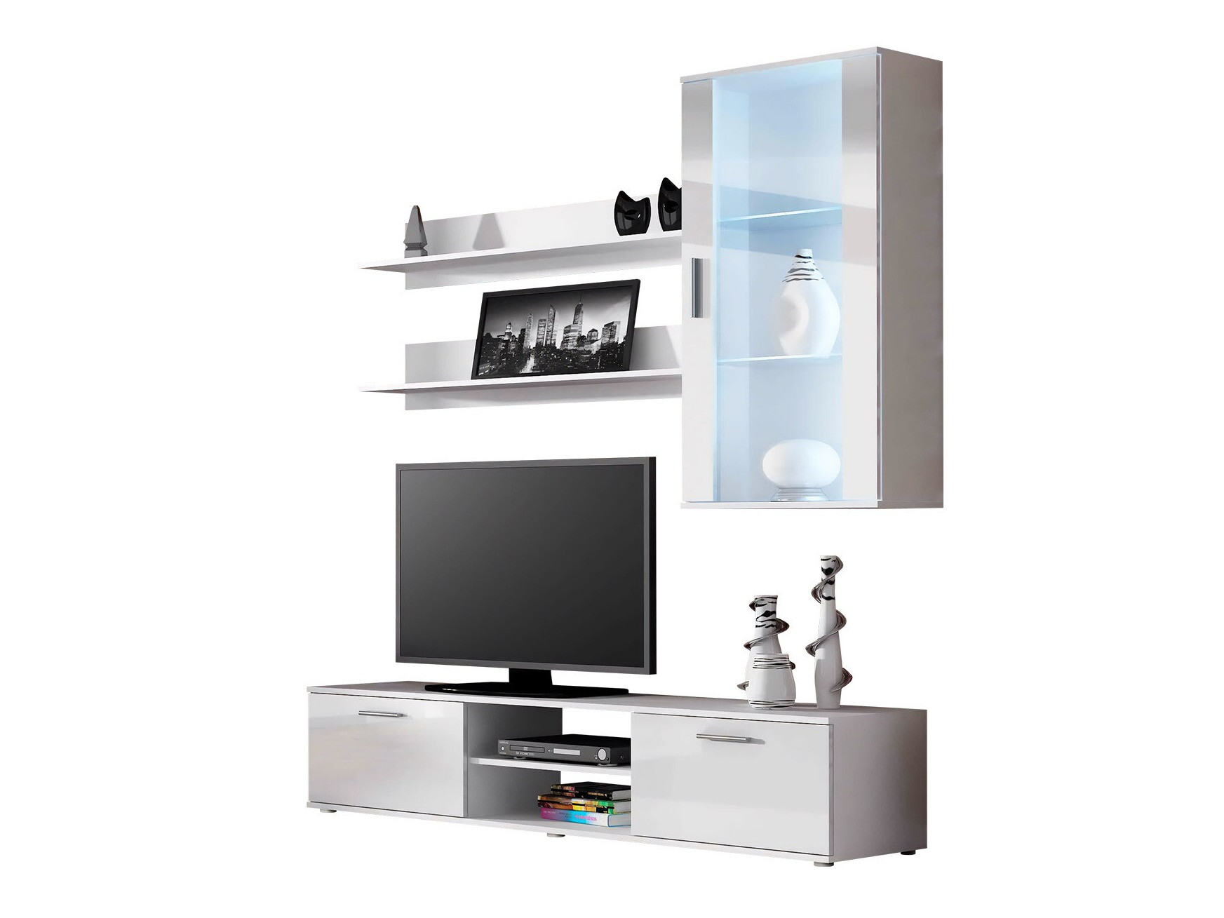 Living room set Tornola 113 (White + Glossy white)