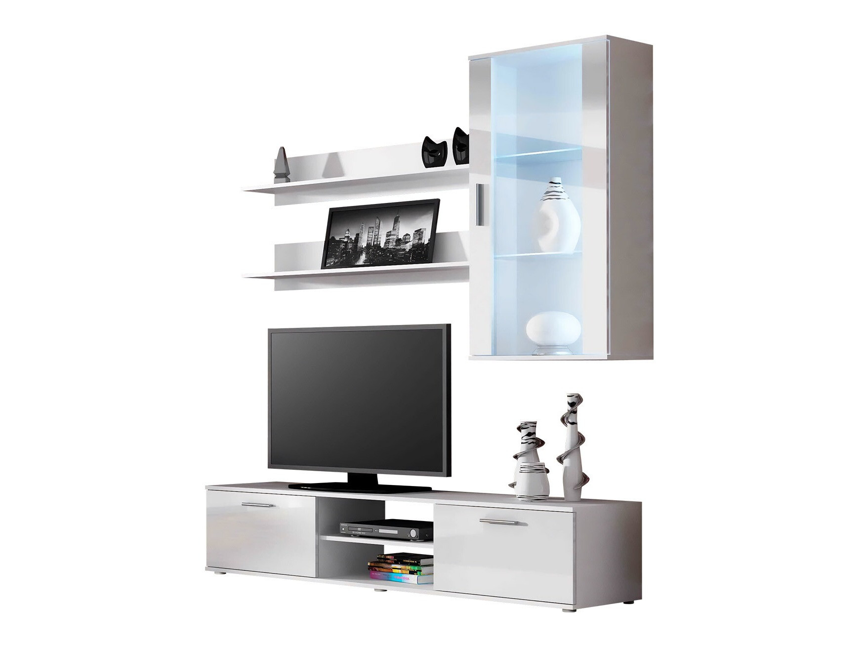 Living room set Tornola 113 (White + Glossy white)