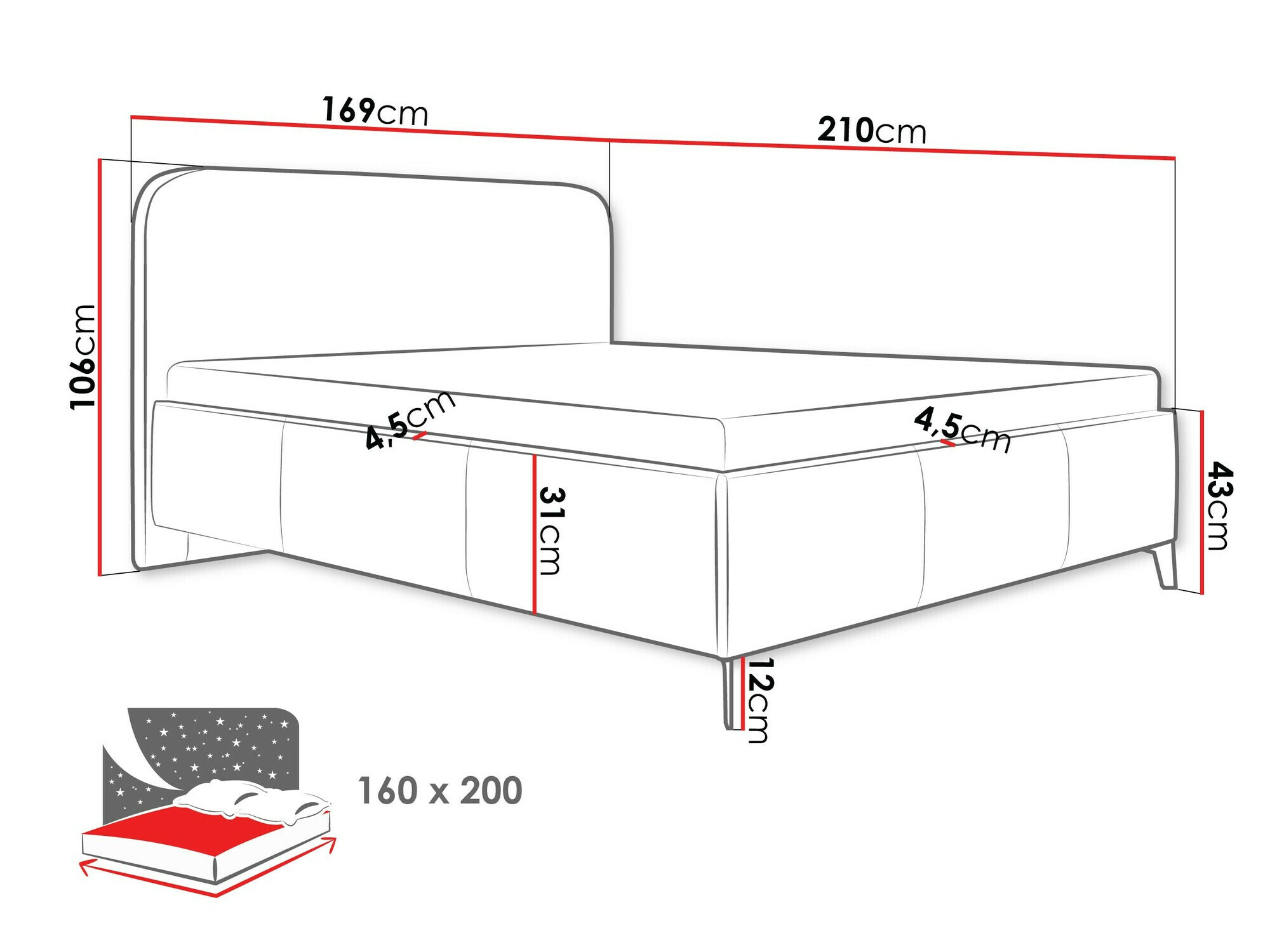 Bed ComfiDream Lumila (Velo 621)