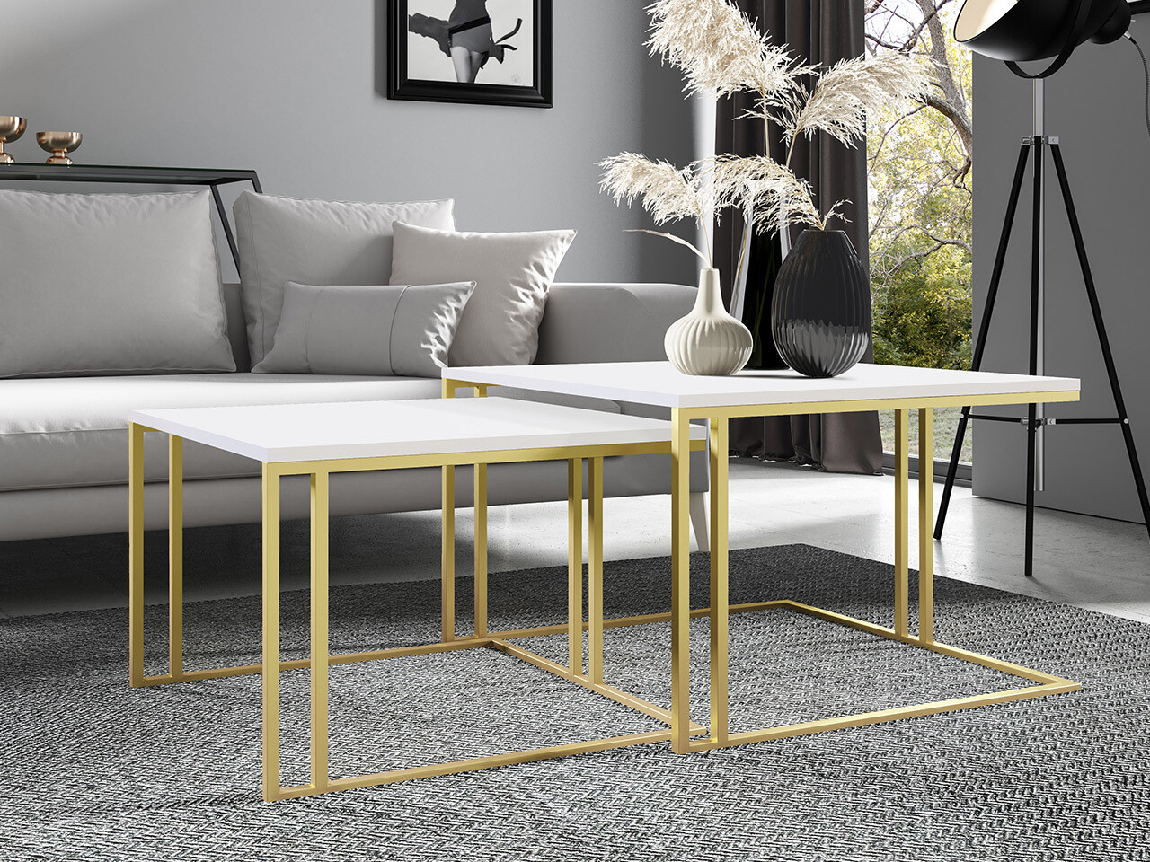 Coffee table set Oswego 110 (White + Golden)