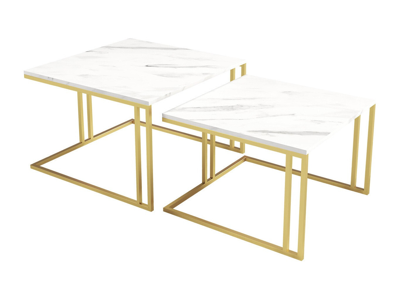 Coffee table set Oswego 110 (White marble + Golden)