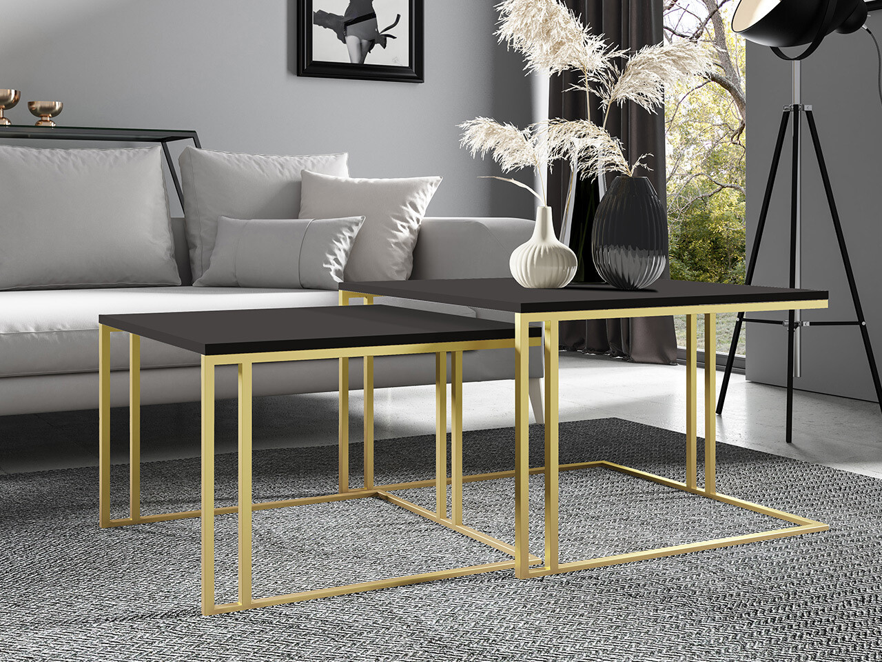 Nest of coffee tables Oswego 110 (Black + Golden)