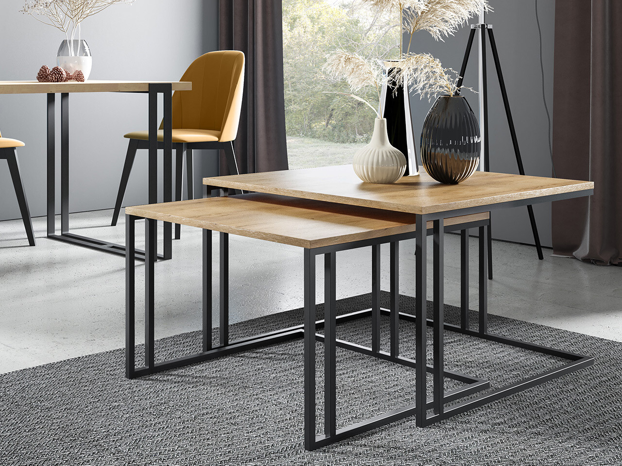 Nest of coffee tables Oswego 110 (Brown + Black)