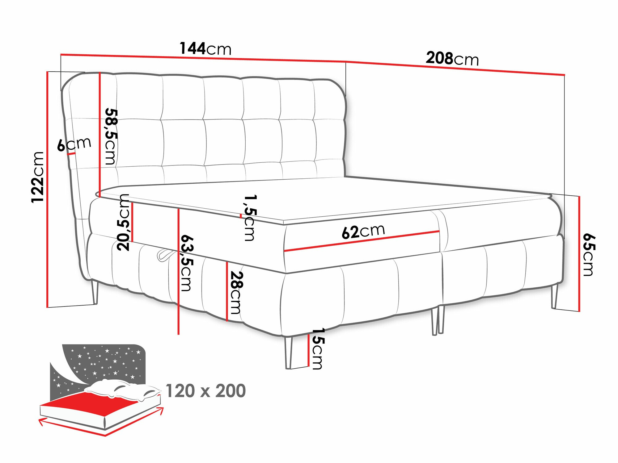Continental bed Musica (Freya 210.32)