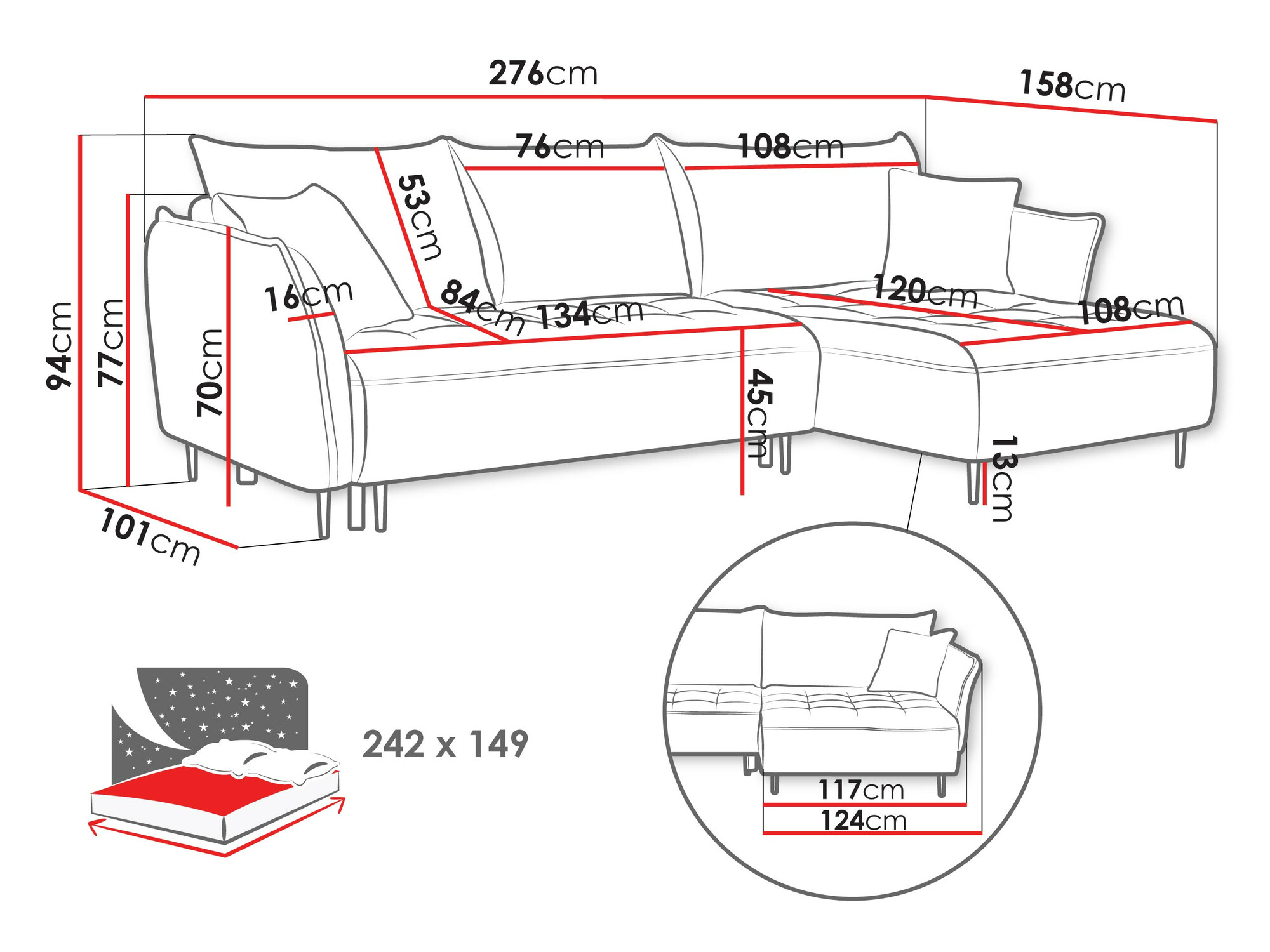 Corner sofa TrendyNest Cervon (Onega 15)