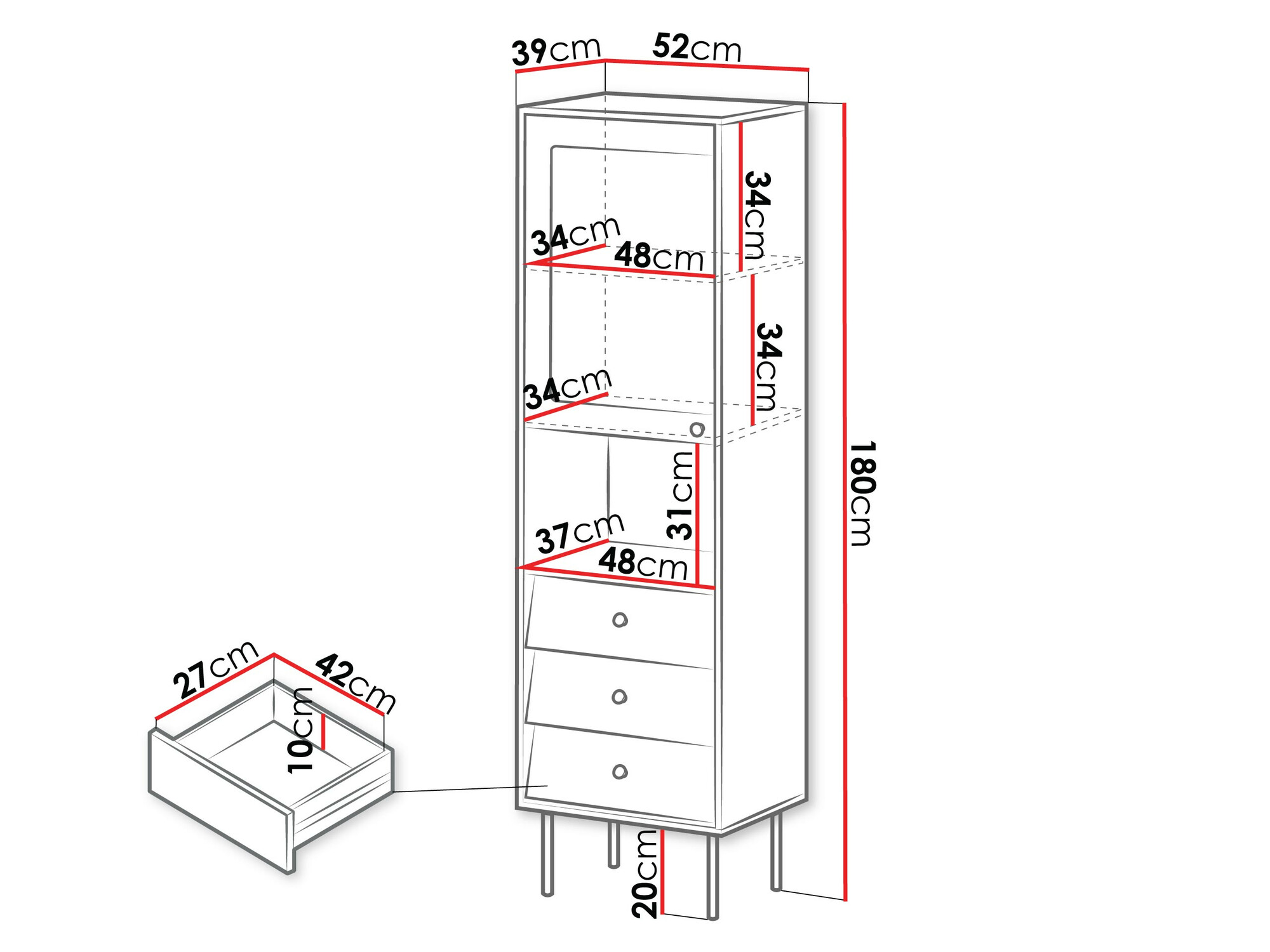 Bookcase Feletri 105 (White)