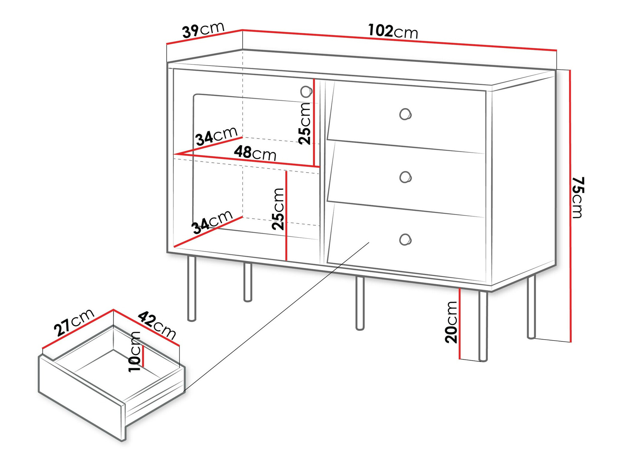 Chest of drawers Feletri 100 (Black)