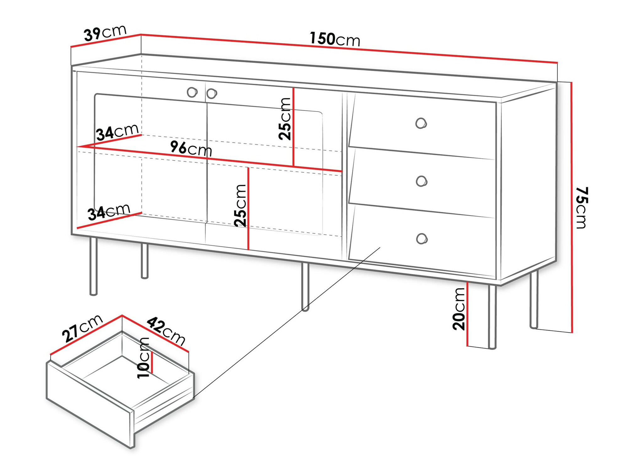 Chest of drawers Feletri 101 (Black)