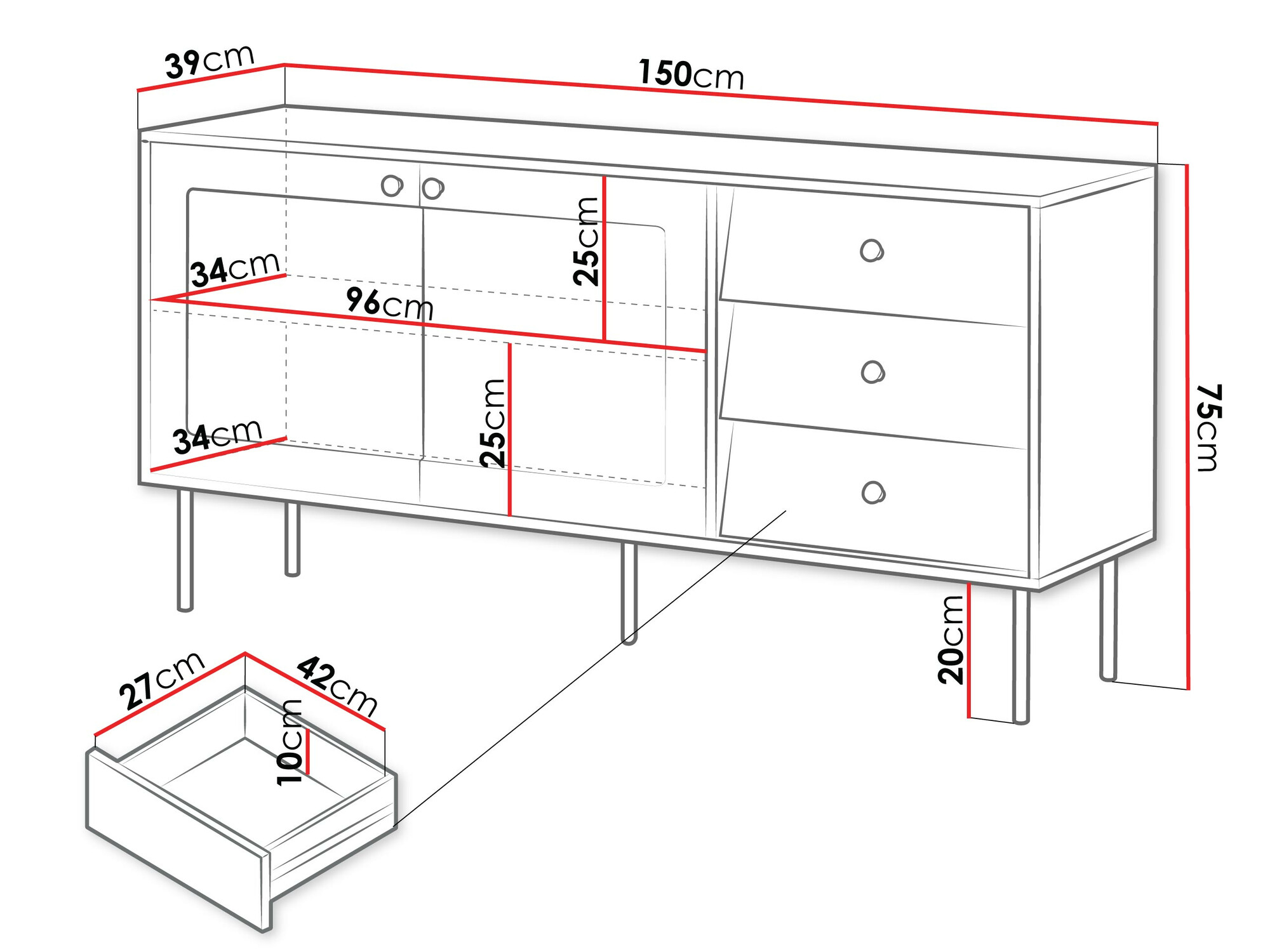 Chest of drawers Feletri 101 (White)
