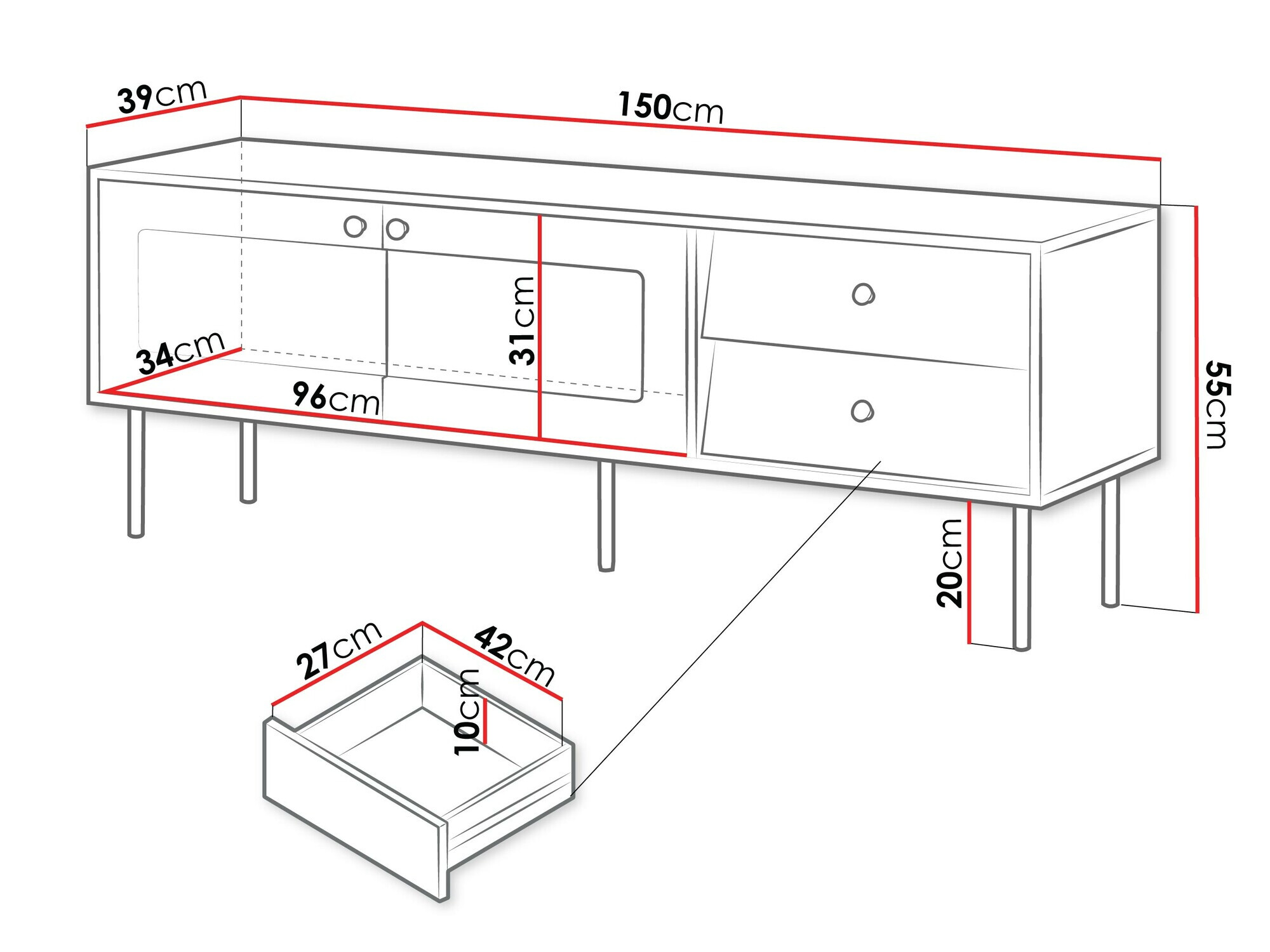 TV stand Feletri 102 (White)