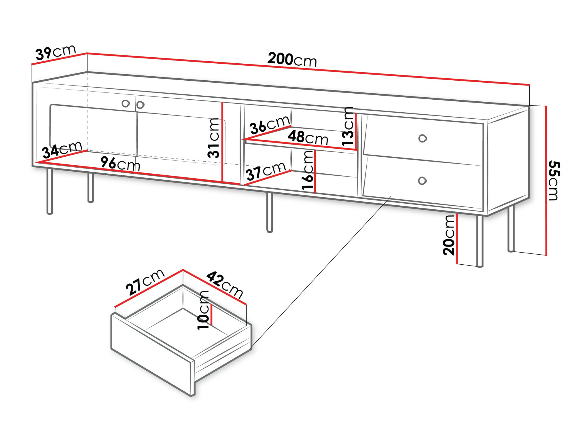 TV stand Feletri 103 (Black)