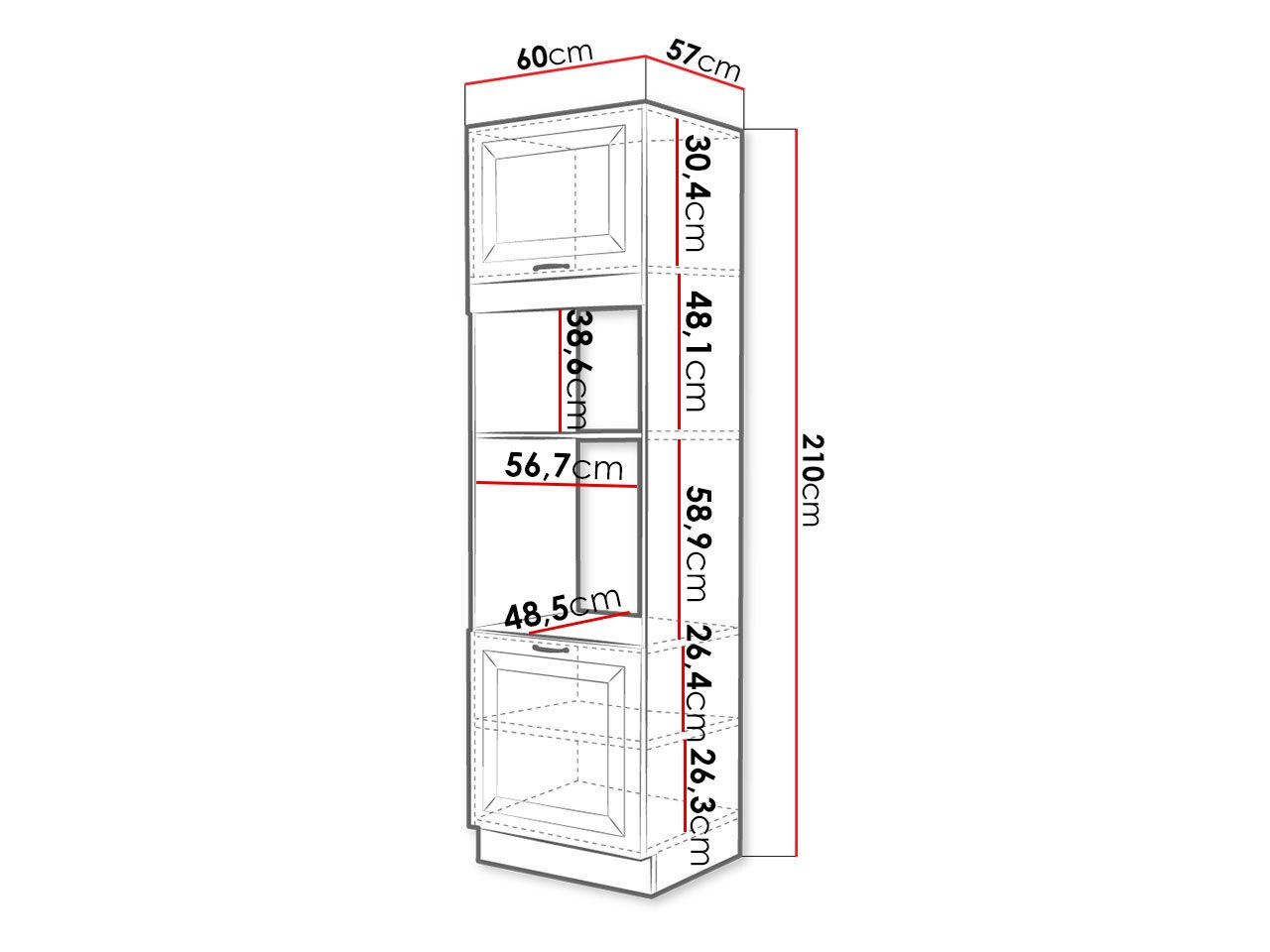 Modular cabinet for built-in appliances Retro White 116