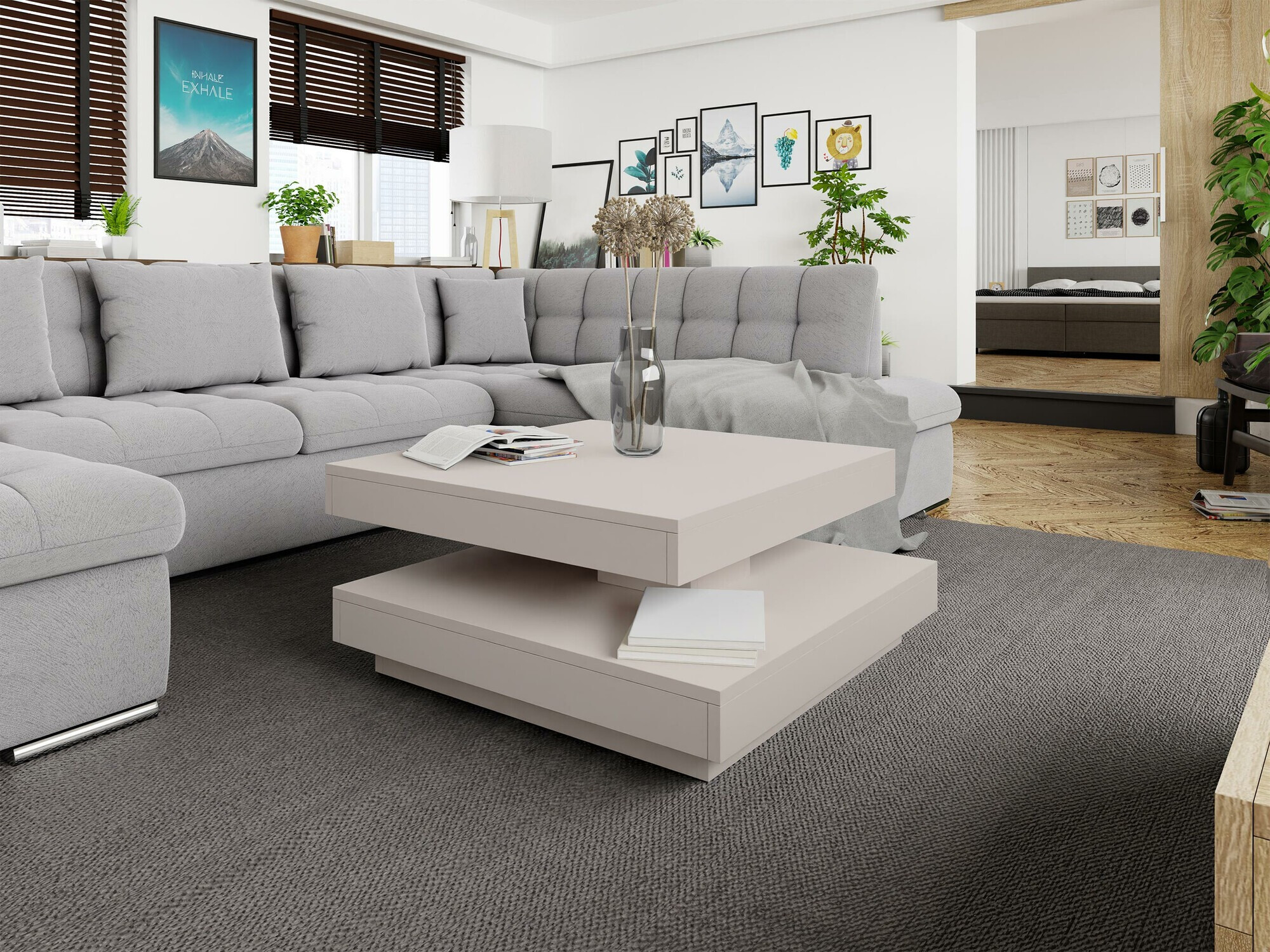 Transforming coffee table Comfivo Pisces (Cashmere)