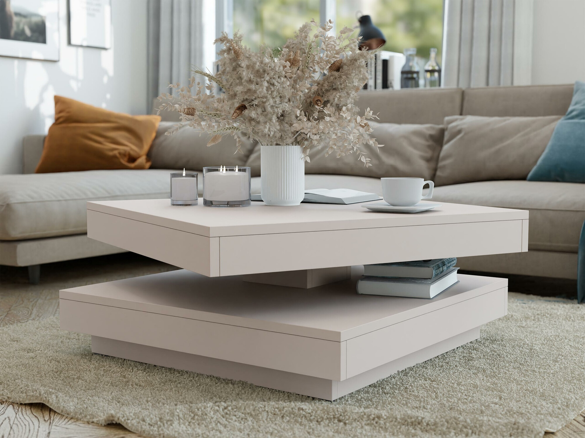 Transforming coffee table Comfivo Pisces (Cashmere)