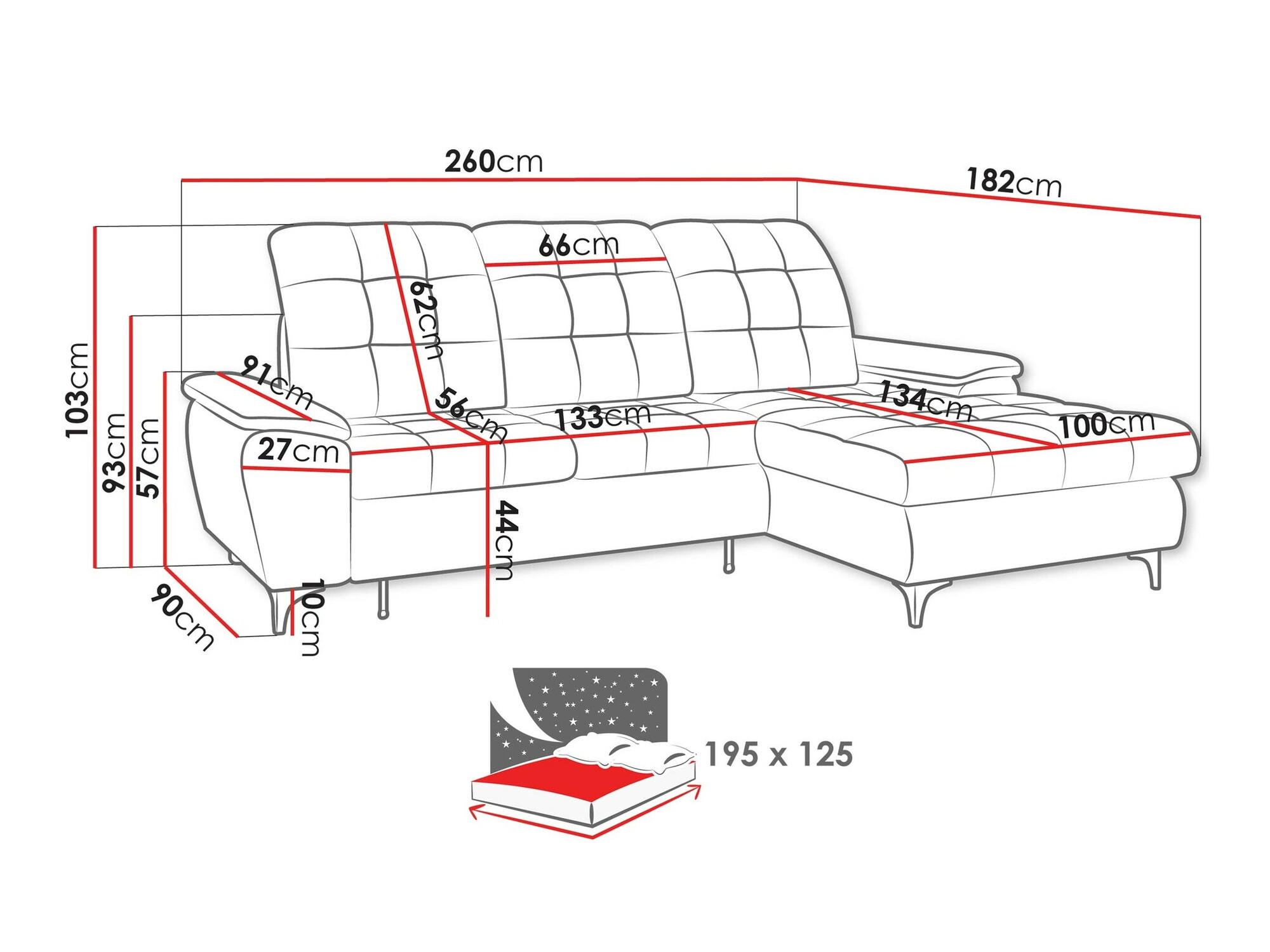 Corner sofa Sanford 103 (Neve 03)