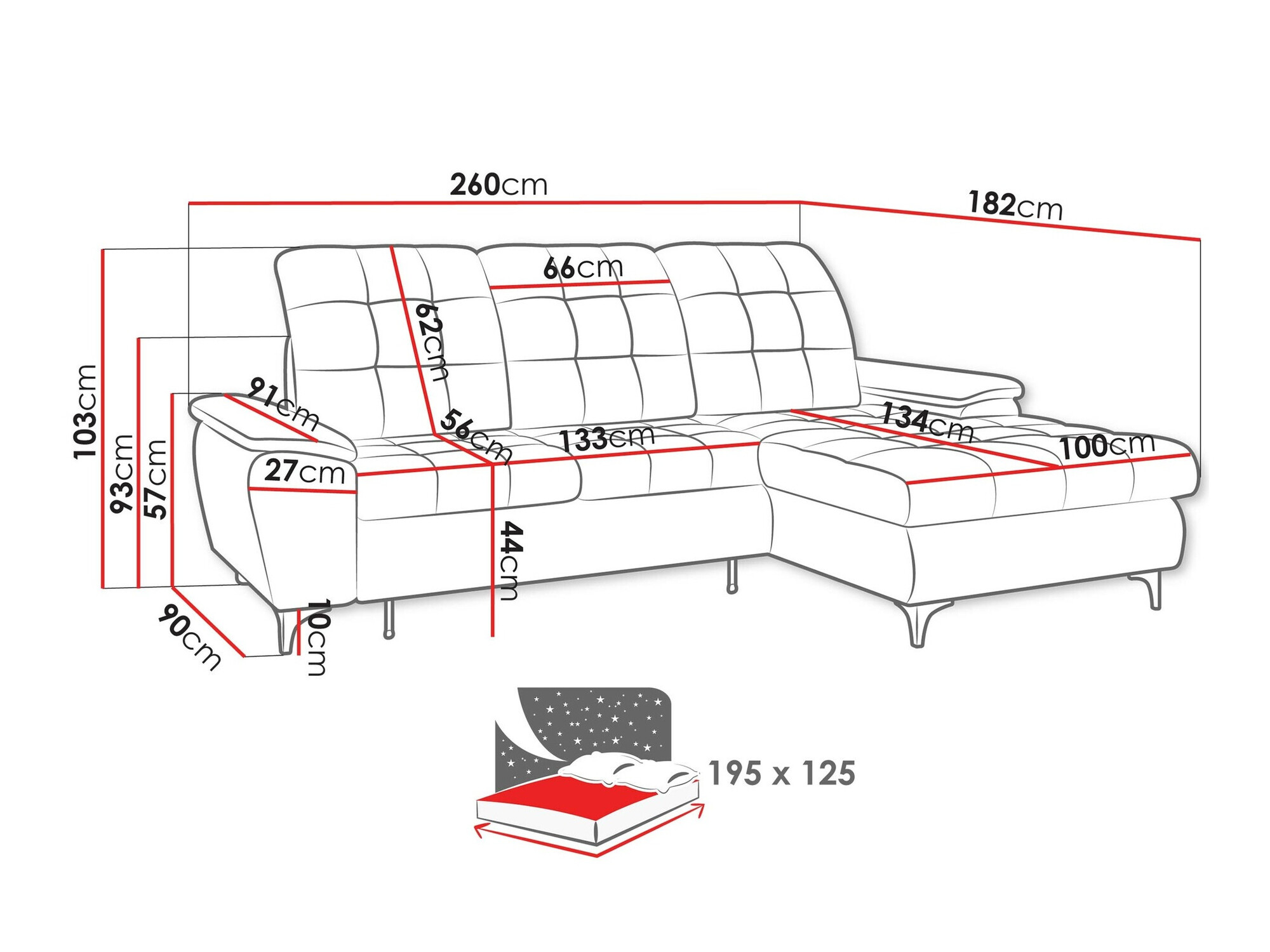 Corner sofa Sanford 103 (Neve 03)