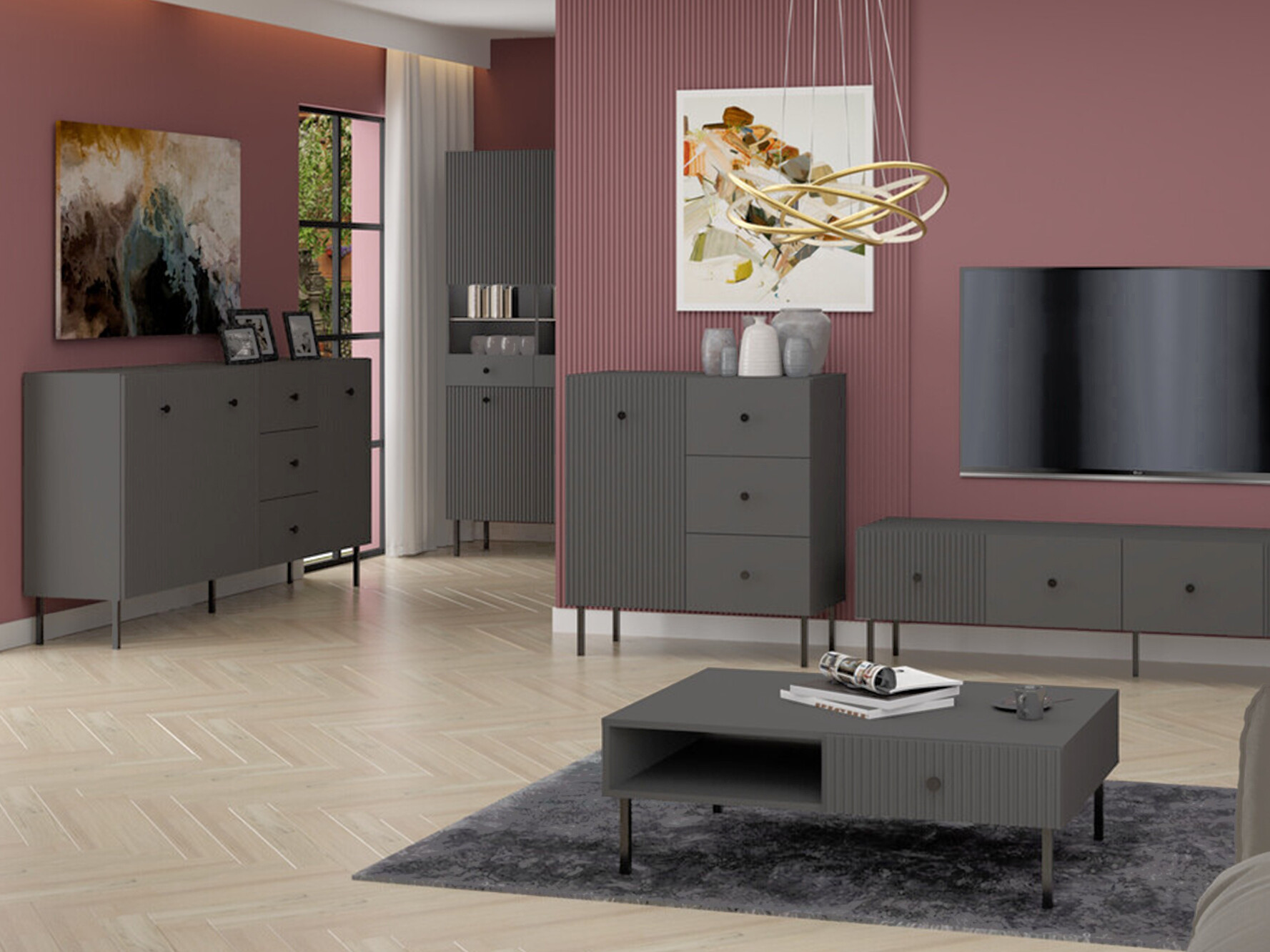 Chest of drawers Etliva 102 (Anthracite)