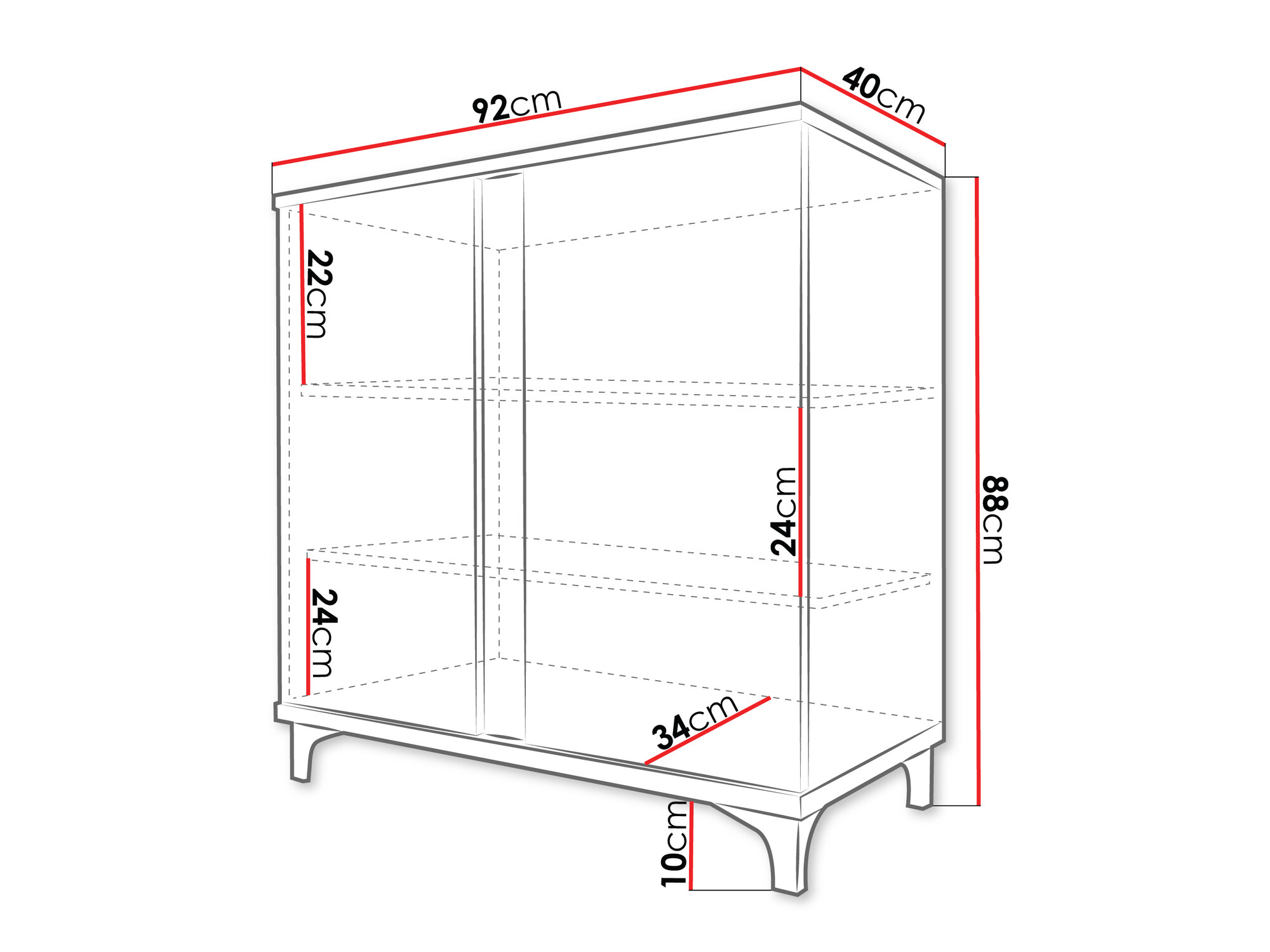 Sideboard Florem II (White + Glossy white + Glossy black)