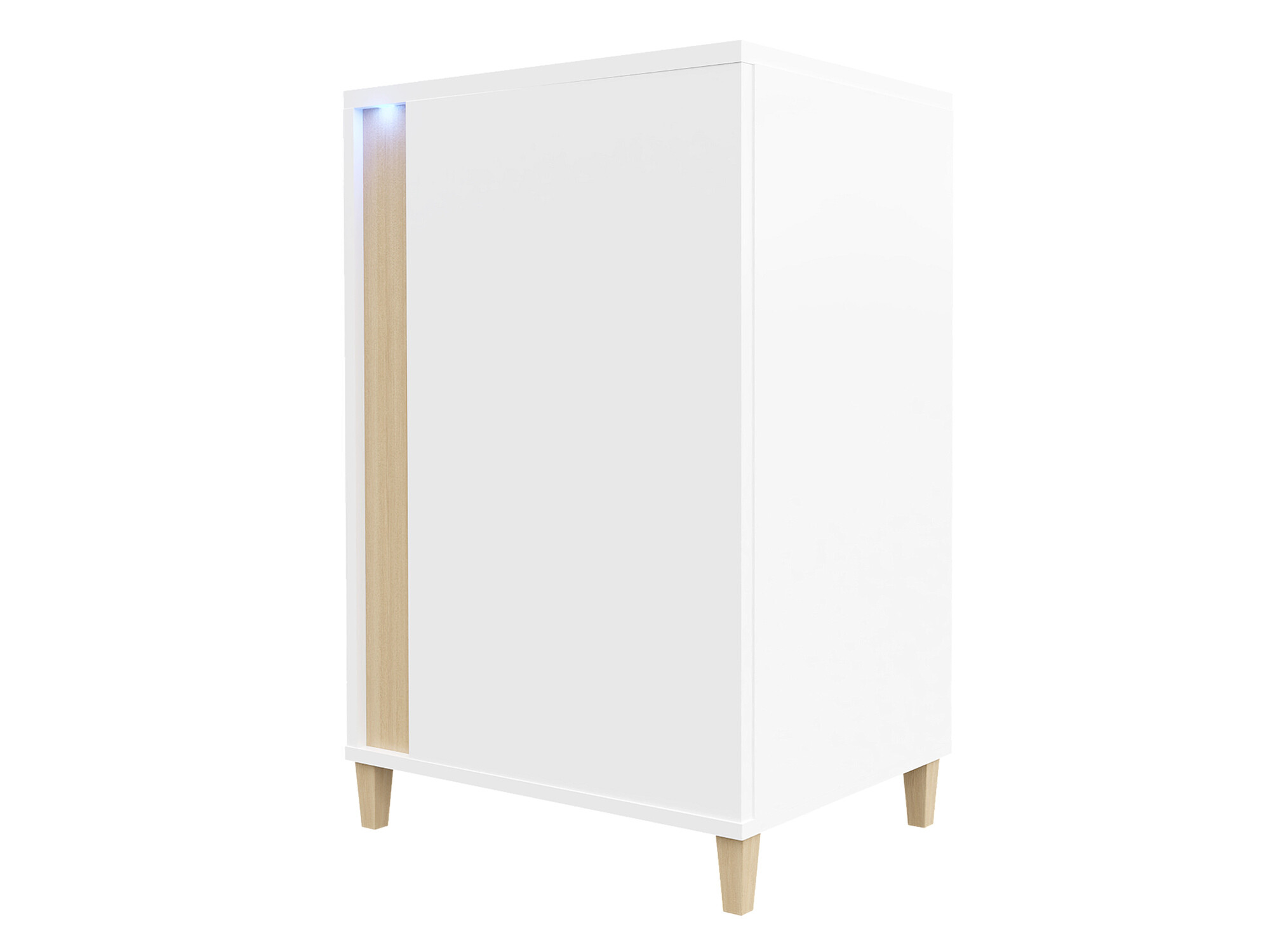 Sideboard Florem (White + Glossy white + Light wood)