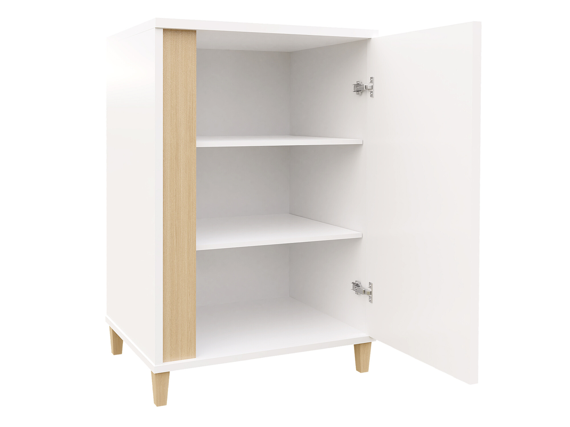 Sideboard Florem (White + Glossy white + Light wood)