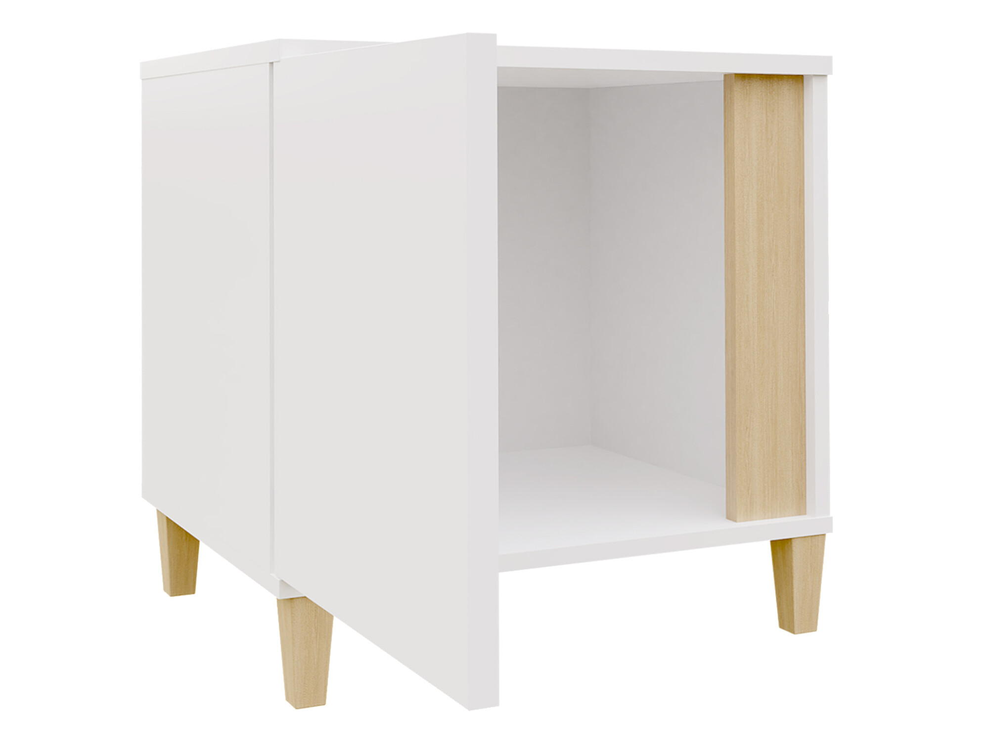 Bedside table Florem I (White + Glossy white + Glossy black)