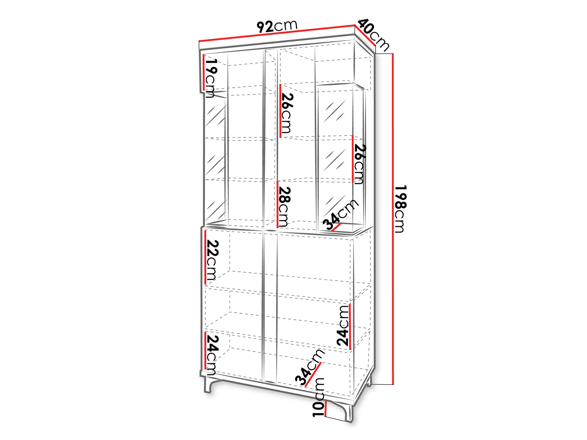Bookcase Florem IV (White + Glossy white + Glossy black)