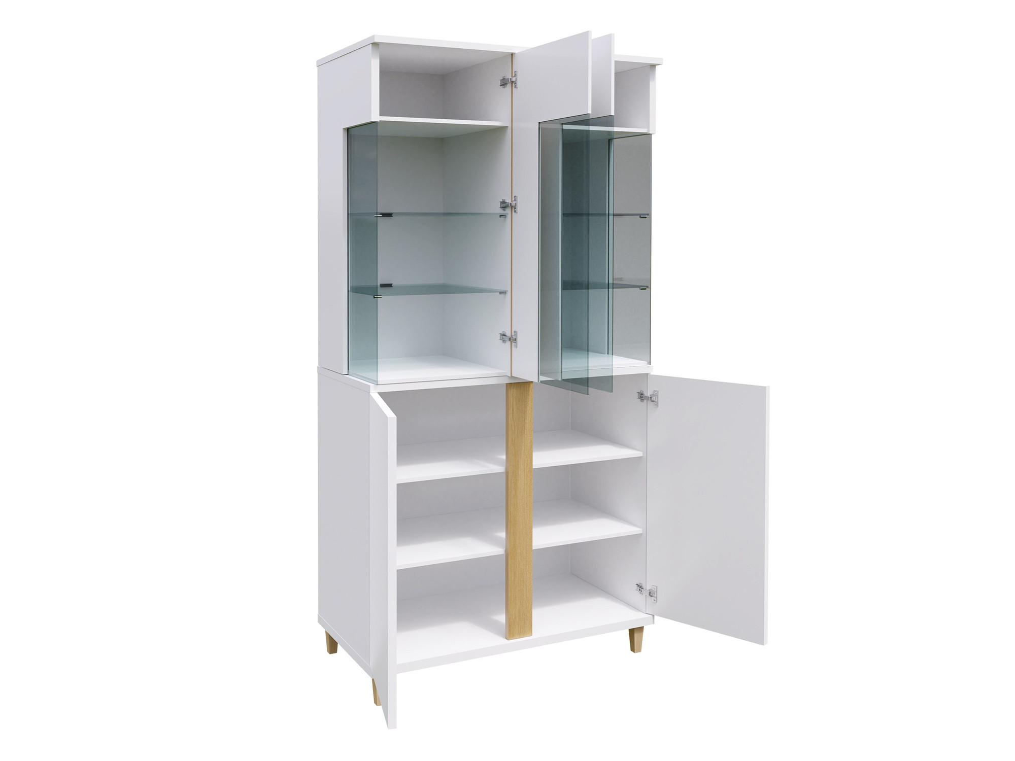 Bookcase Florem IV (White + Glossy white + Glossy black)