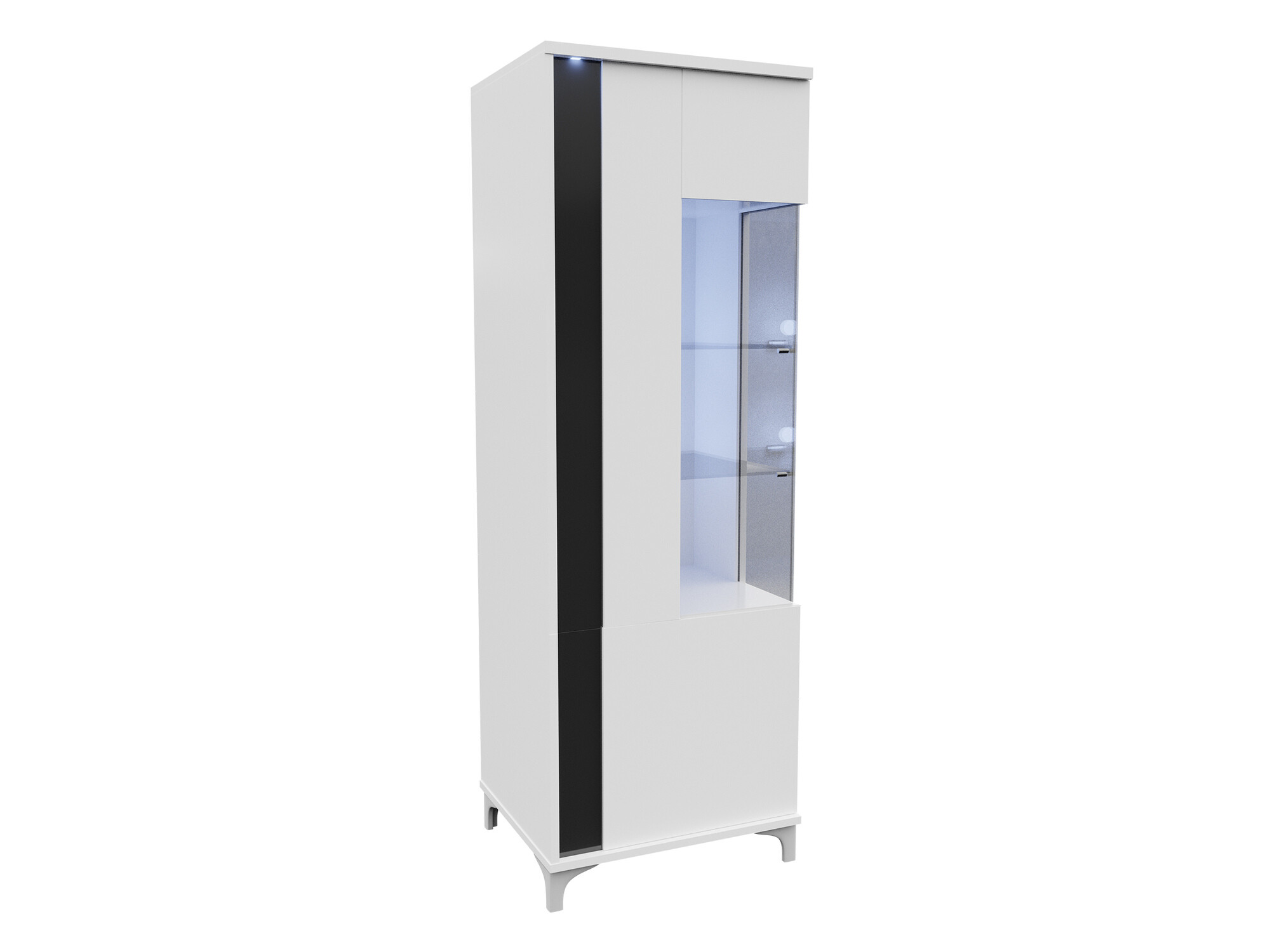 Bookcase Florem (White + Glossy white + Glossy black)