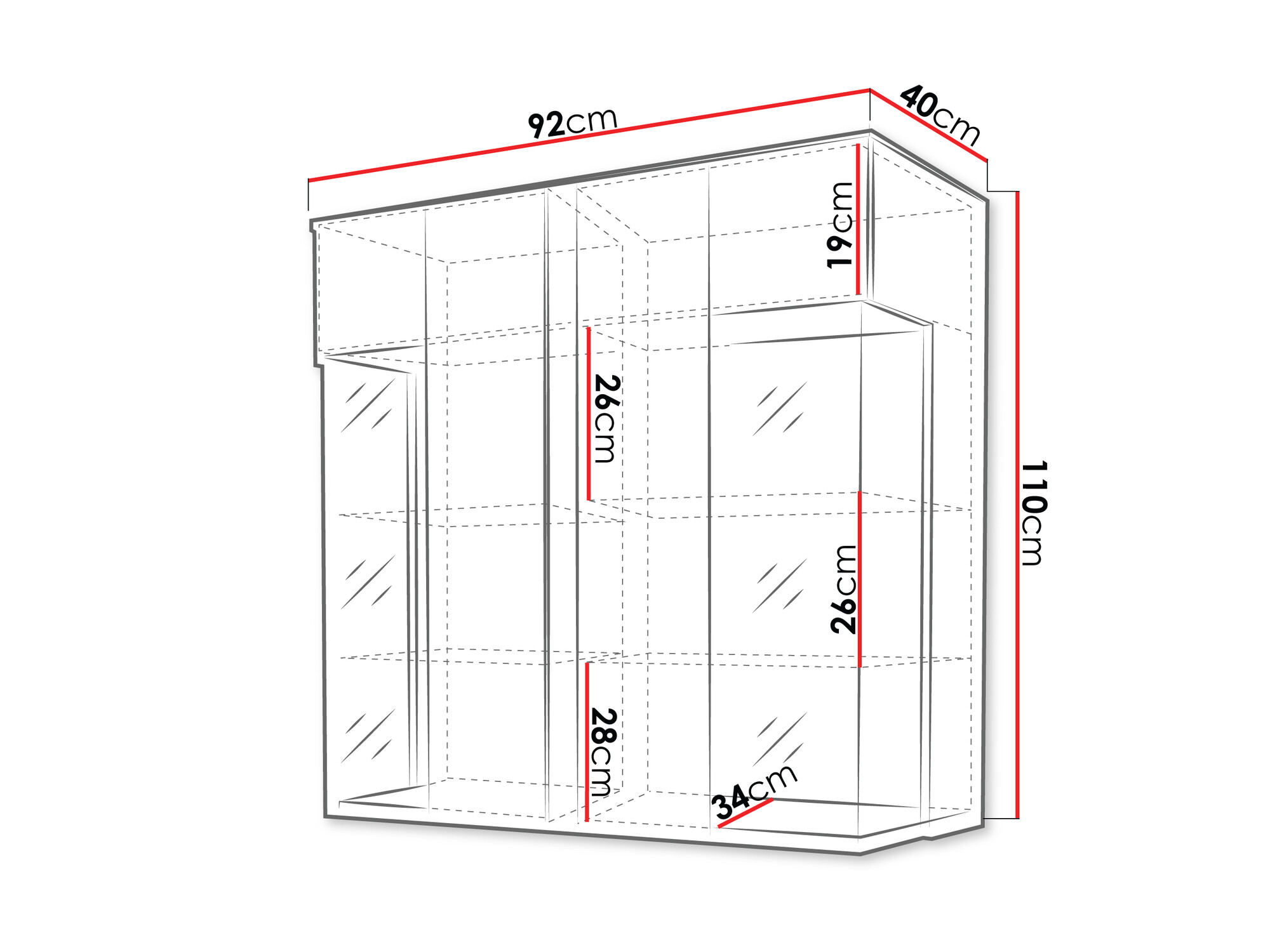 Sideboard Florem III (White + Glossy white + Glossy black)