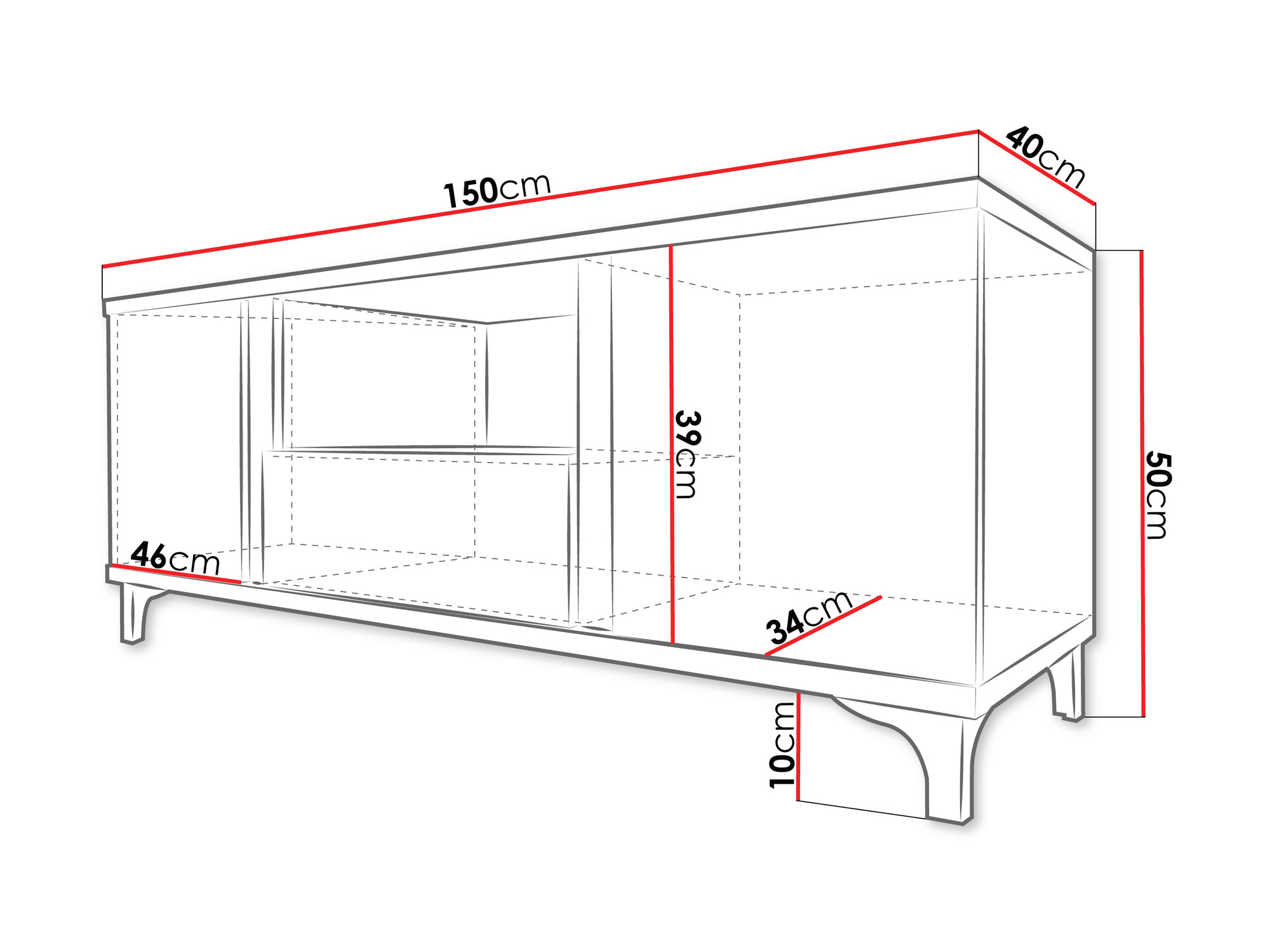 TV stand Florem (White + Glossy white + Glossy black)