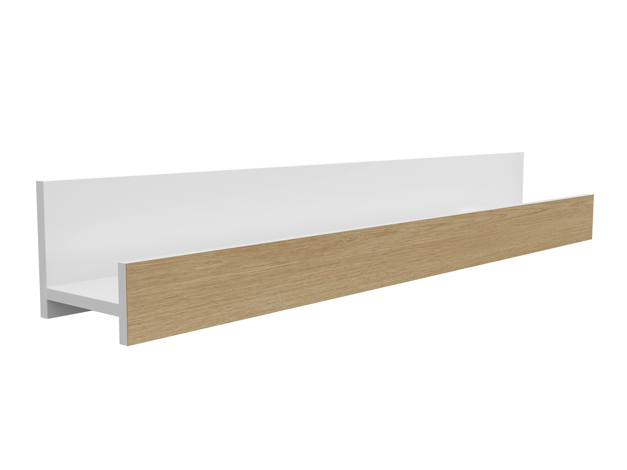 Wall shelf Florem (White + Glossy white + Light wood)