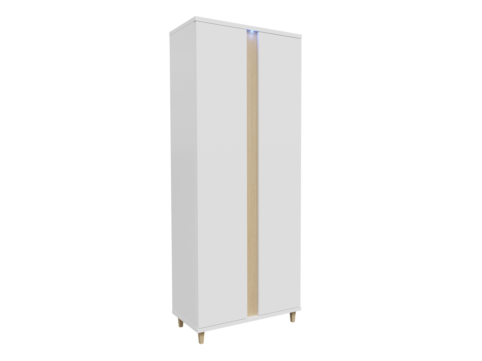 Wardrobe Florem (White + Glossy white + Light wood)