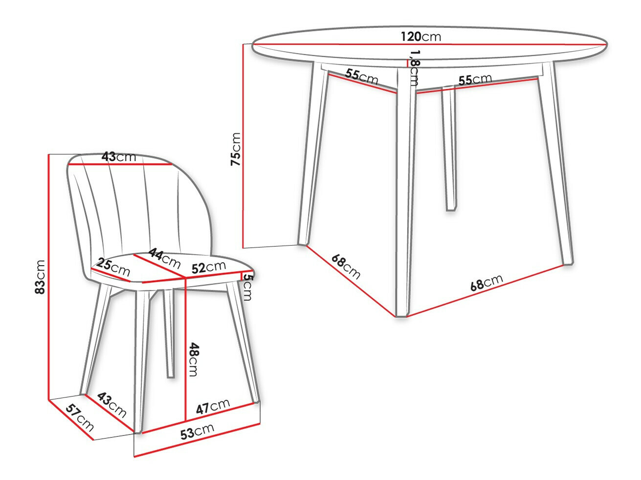 Dining set Racine 136 (Black)