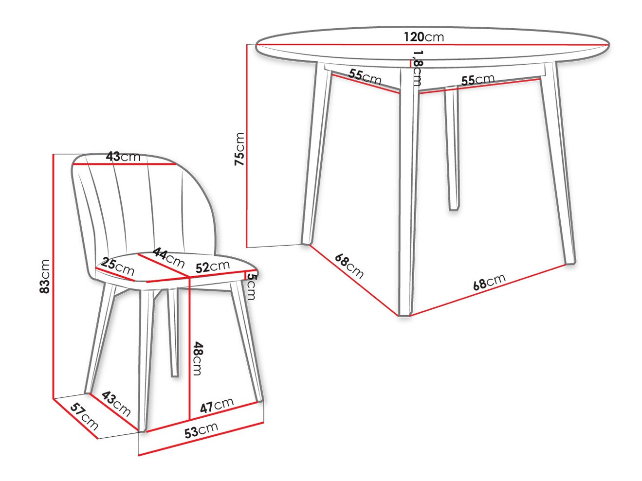 Dining set Racine 136 (Black)