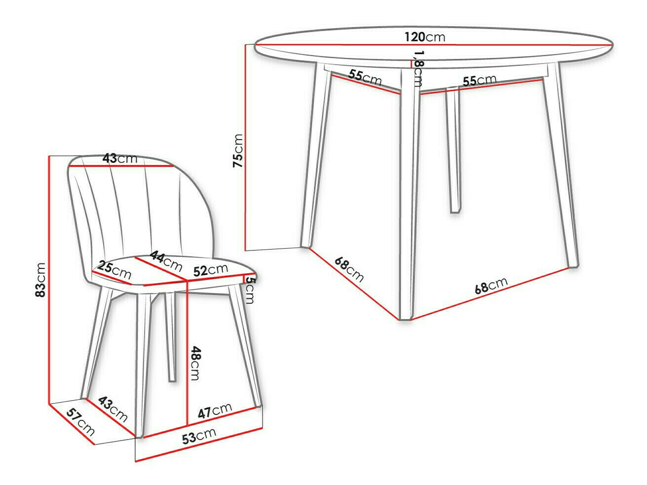 Dining set Racine 136 (Brown)
