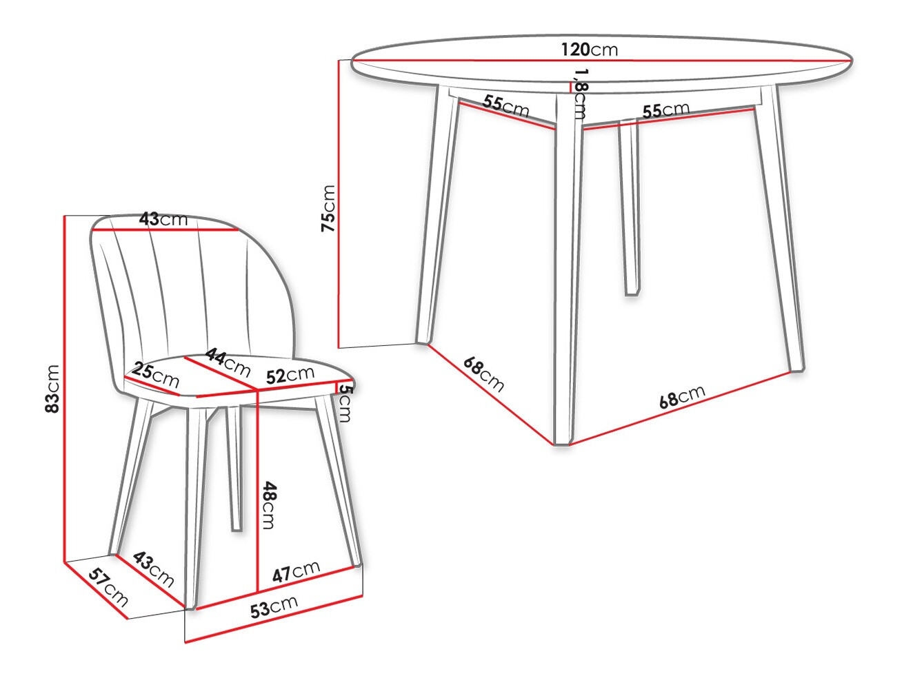 Dining set Racine 136 (Brown)
