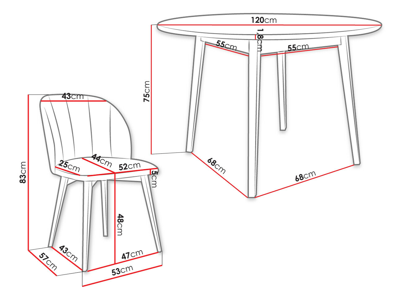 Dining set Racine 136 (Black)