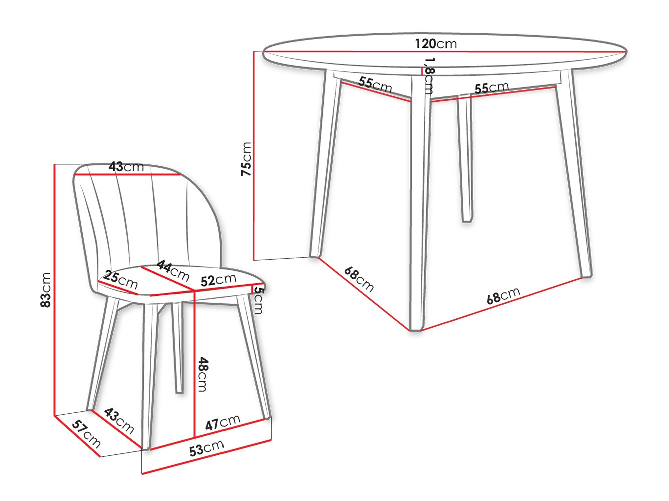 Dining set Racine 136 (Black)