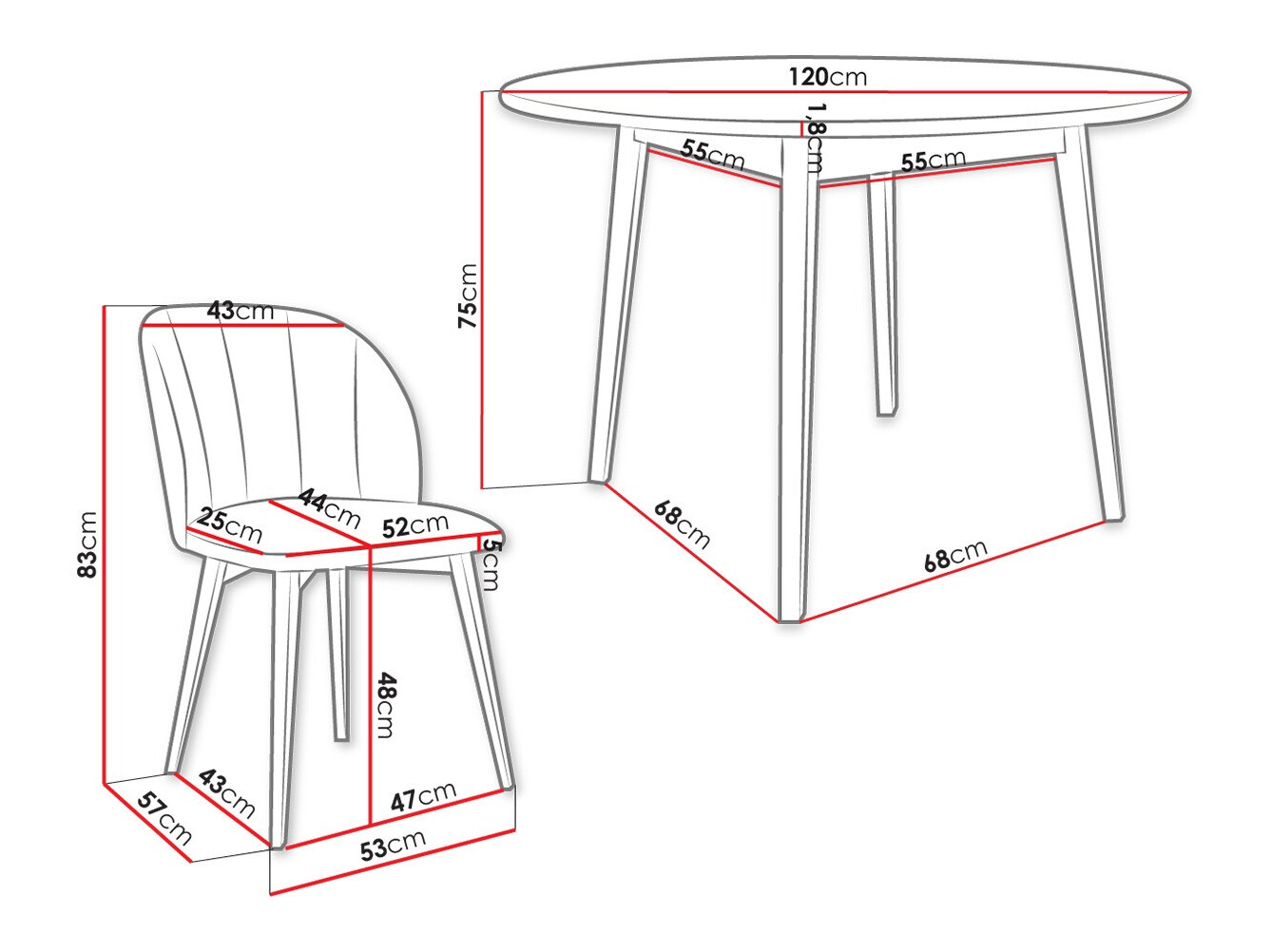 Dining set Racine 136 (Brown)